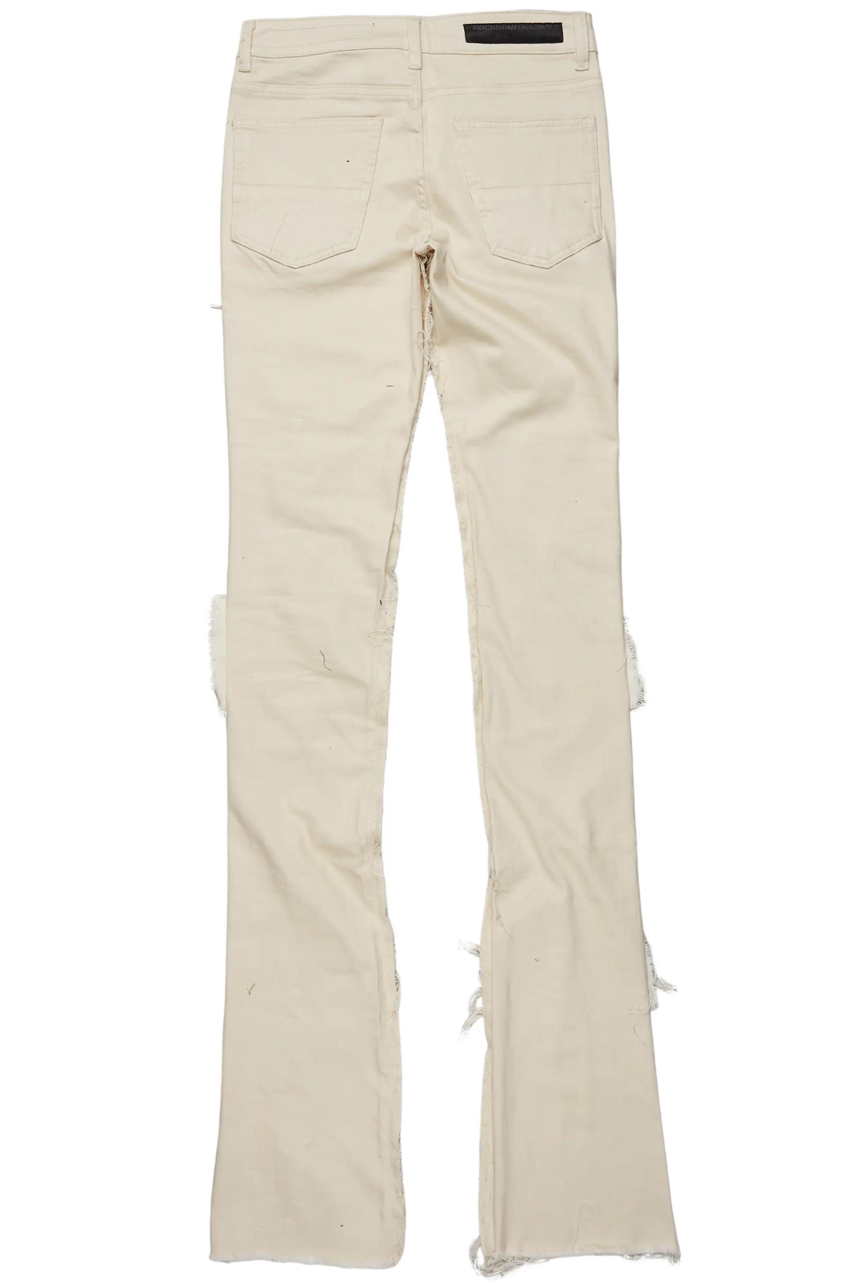 Dancho Beige Patchwork Super Stacked Flare Jean Male Product Image