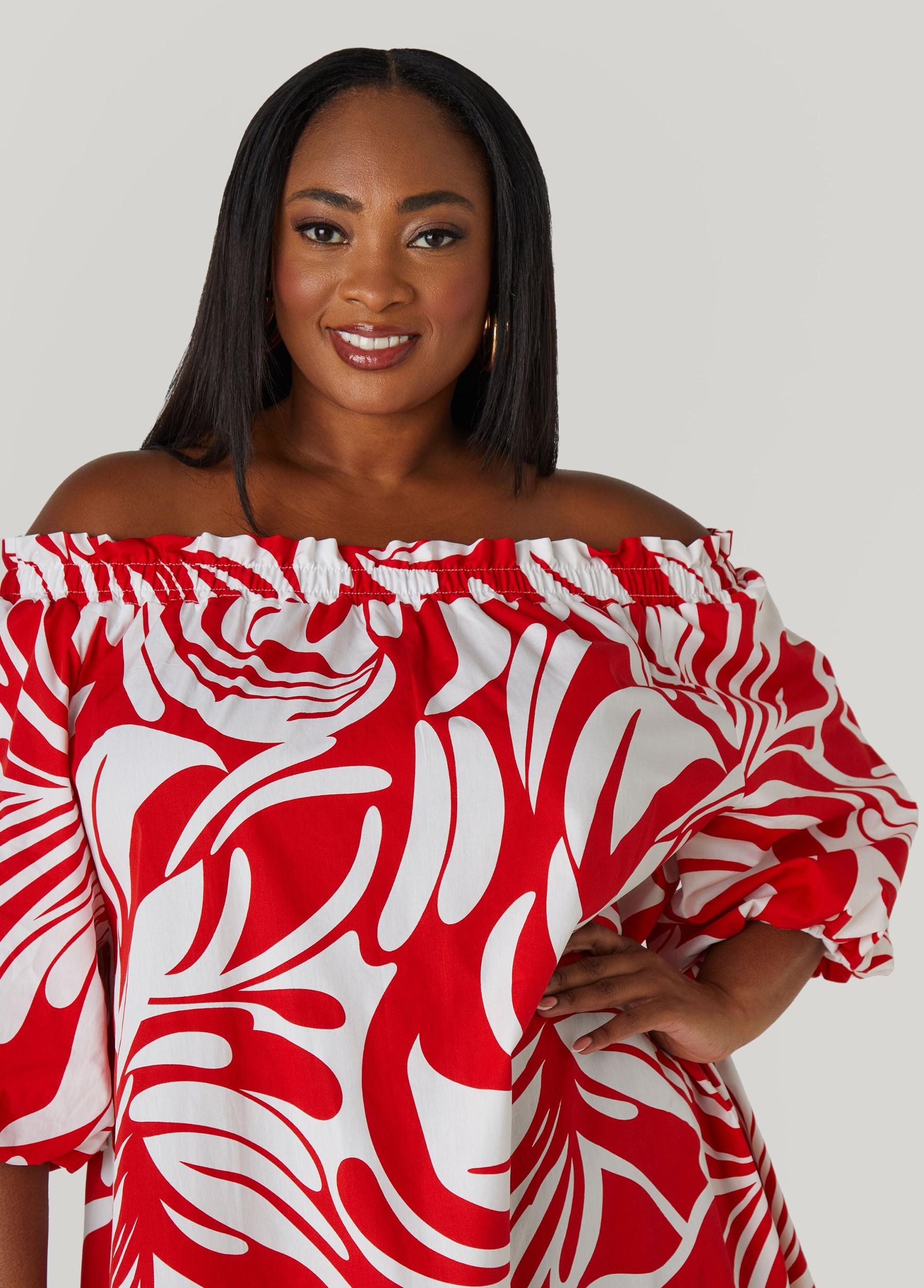 Off The Shoulder Tropical Dress Product Image