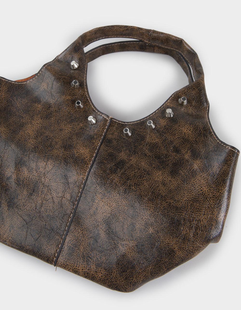 Studded Bucket Handbag - BROWN Product Image