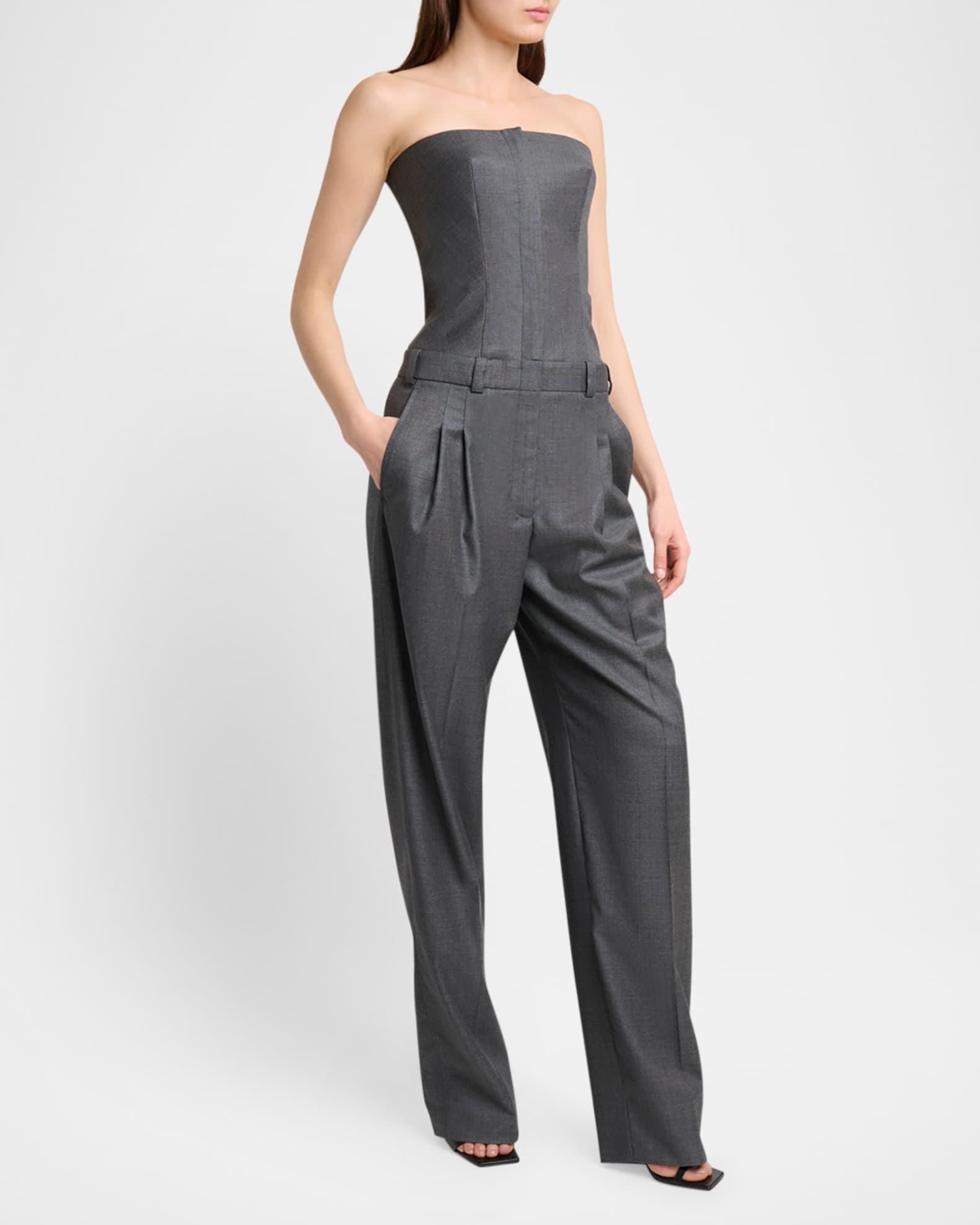 Bustier Pleated Straight-Leg Jumpsuit Product Image