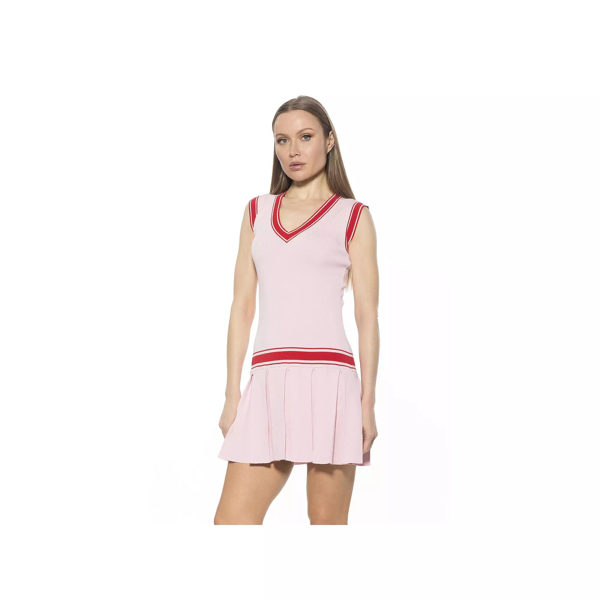 Women's ALEXIA ADMOR Venus V-Neck Dropped Waist Knit Tennis Dress,  Product Image