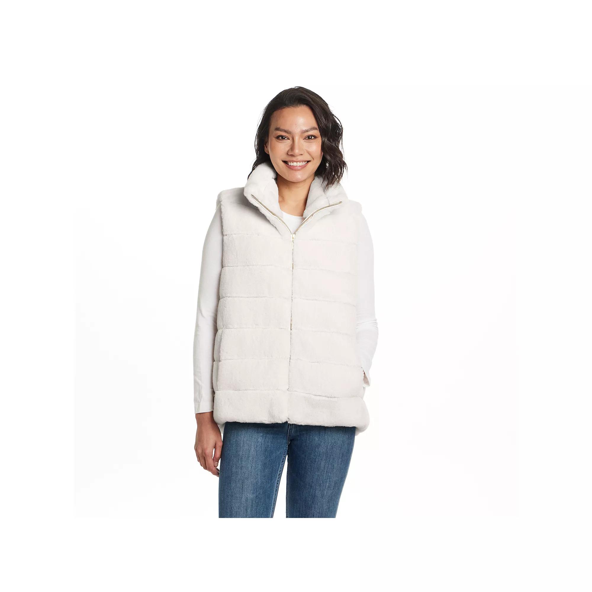Women's Weathercast Zip Front Faux Fur Vest,  Product Image