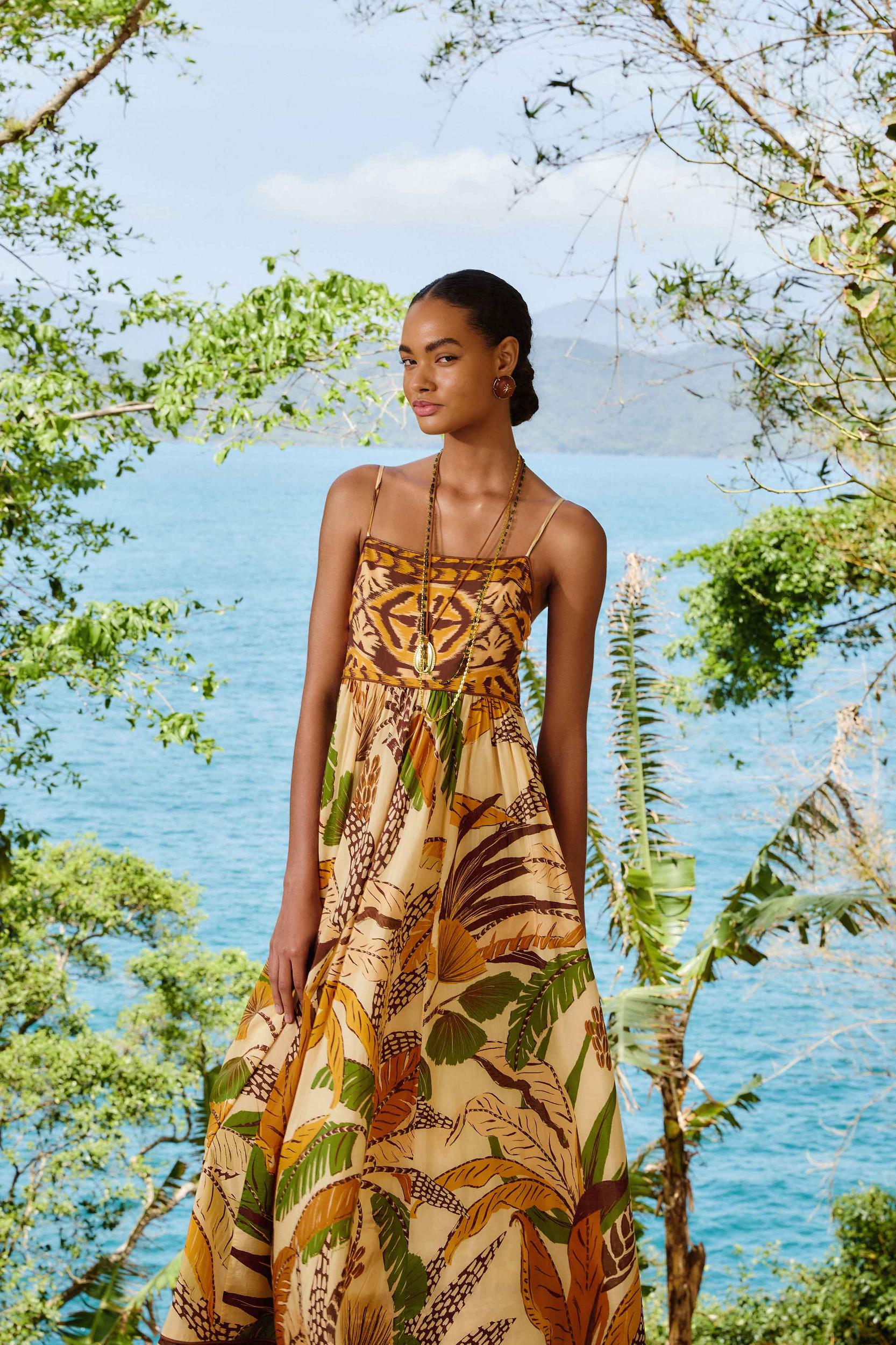 Sand Foliage Sketch Maxi Dress Product Image