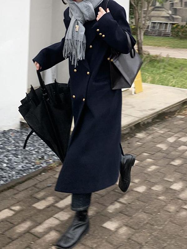 Solid Flap Detail Peacoat Jacket Product Image