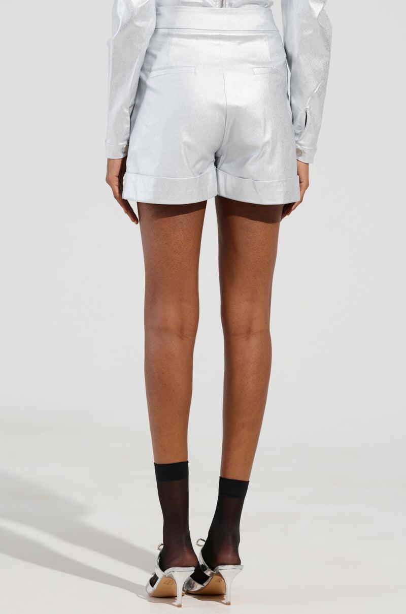 MISS INDEPENDENT METALLIC SHORT IN SILVER Product Image