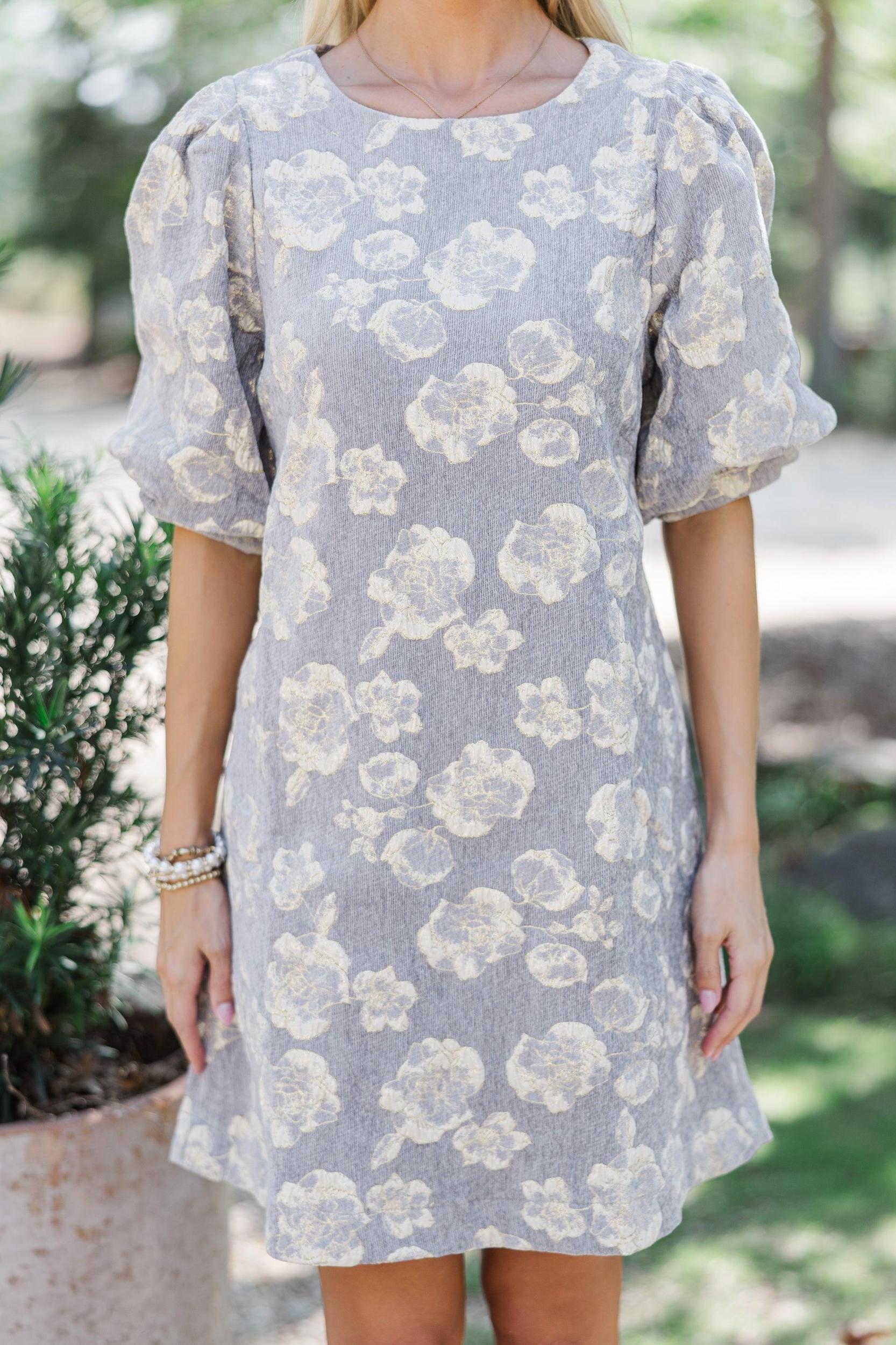 Know What You Want Gray Floral Dress Female Product Image