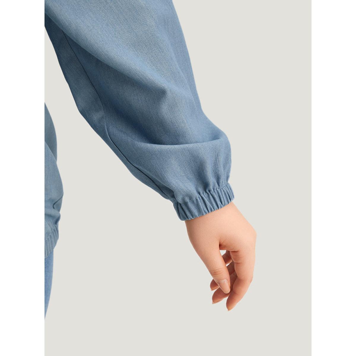 Plus Size Lapel Collar Hooded Zipper Pocket Elastic Hem Jacket Women Stone Elastic cuffs Pocket Dailywear Jackets BloomChic 22-24/3X Product Image