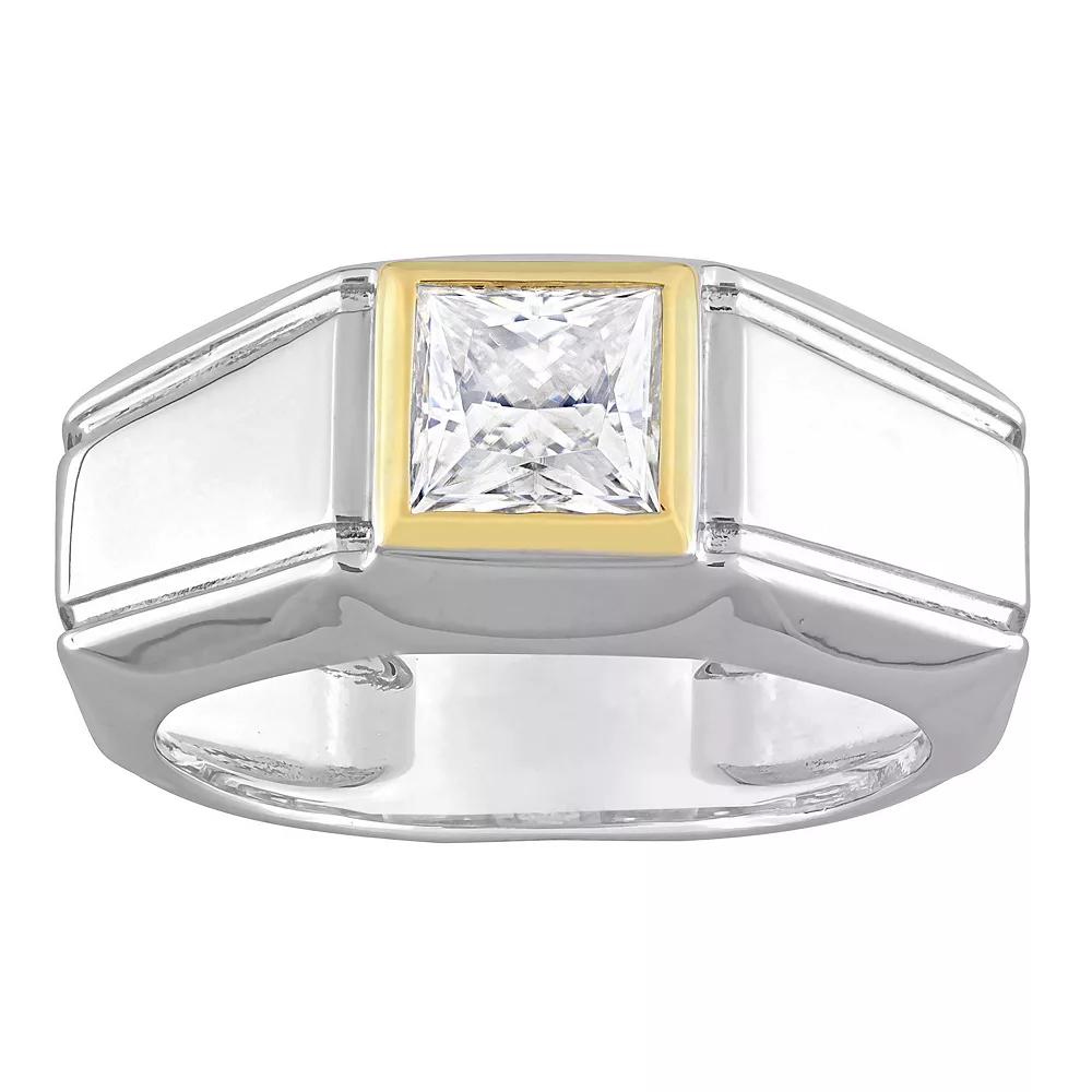 Stella Grace Mens Two Tone Sterling Silver Lab-Created Moissanite Solitaire Ring Product Image