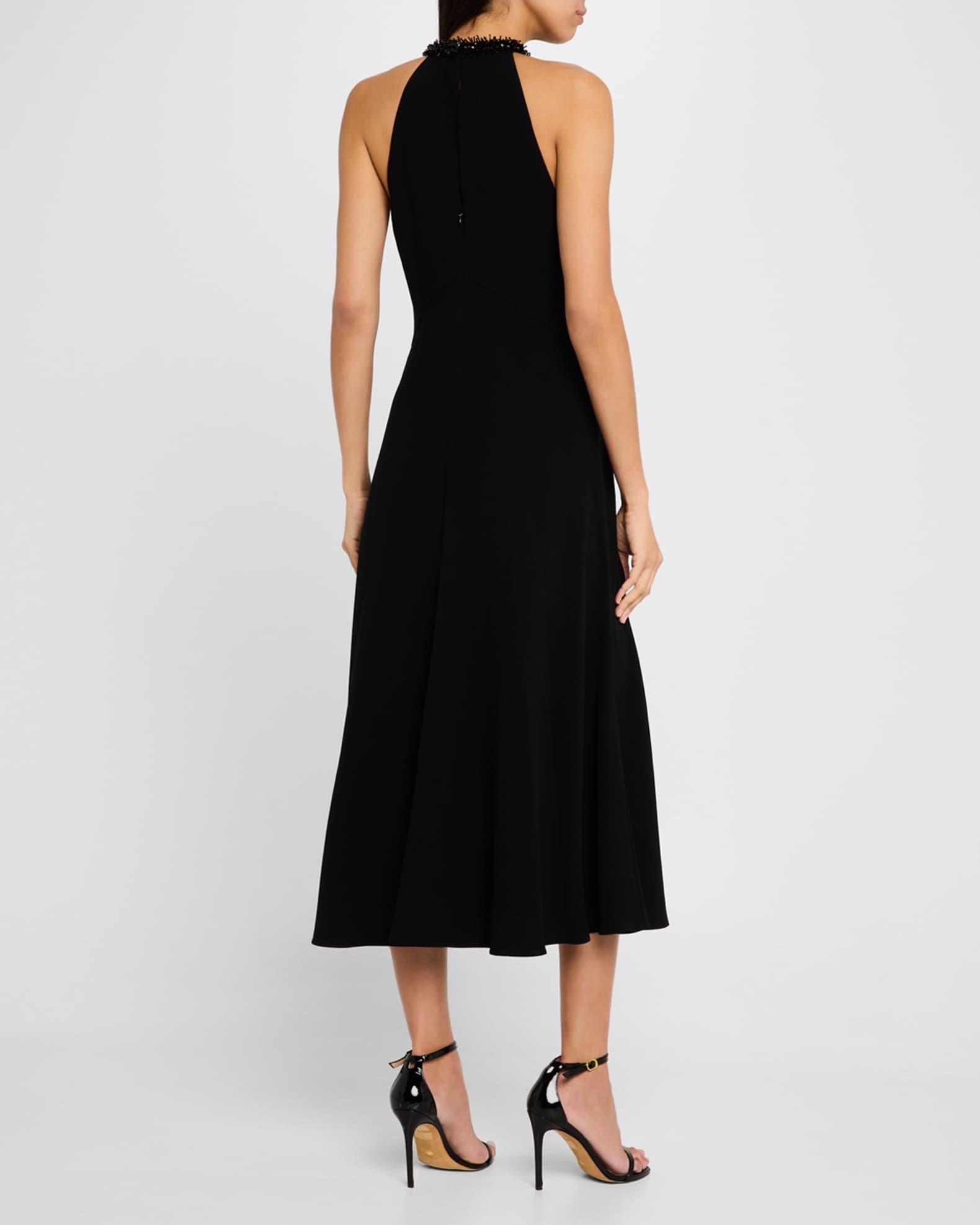 Aria Bead-Trim Halter Midi Dress Product Image