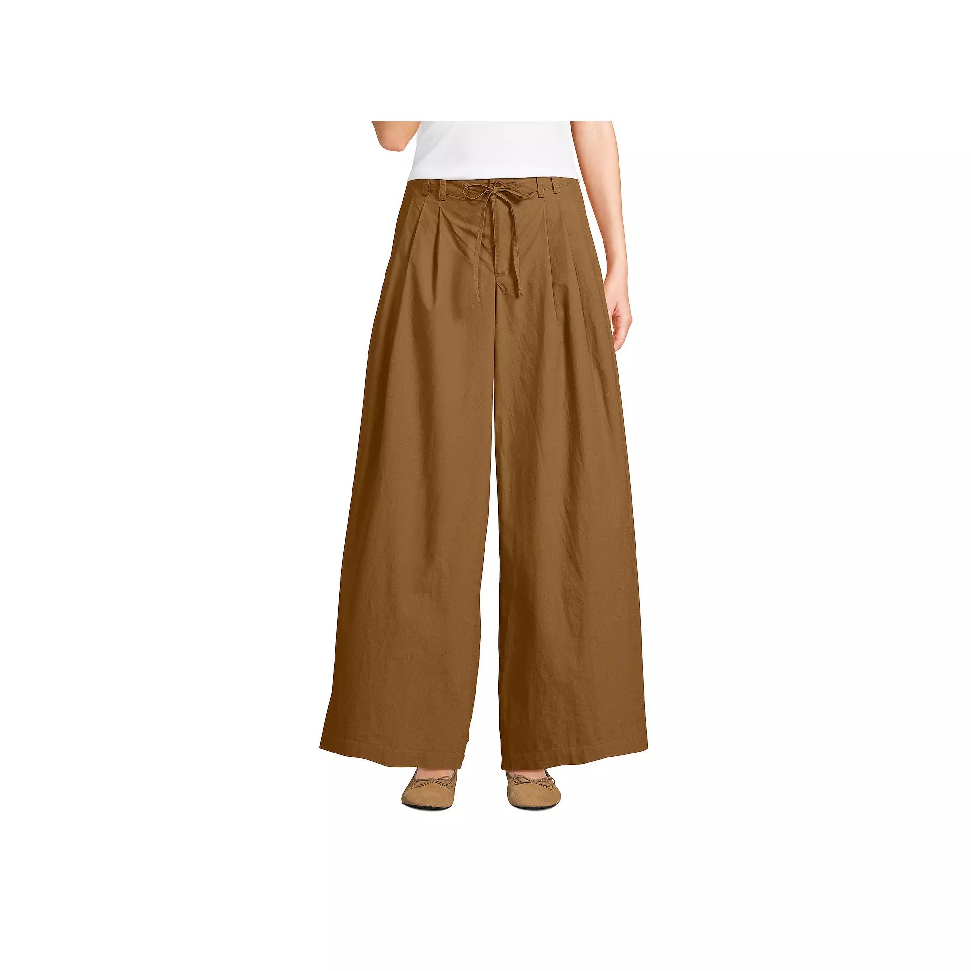 Women's Lands' End Tall Mid Rise Pleated Slouchy Pants,  Product Image