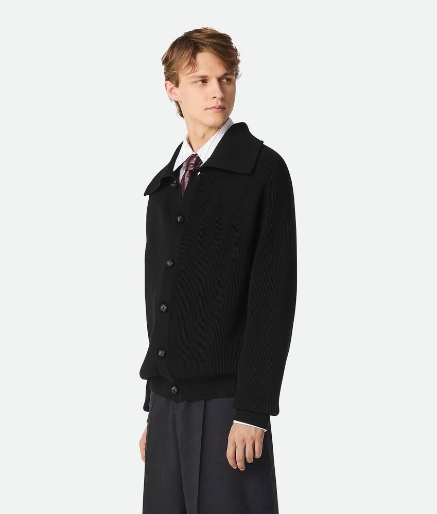 Men's Cotton English Rib Cardigan in Black Product Image