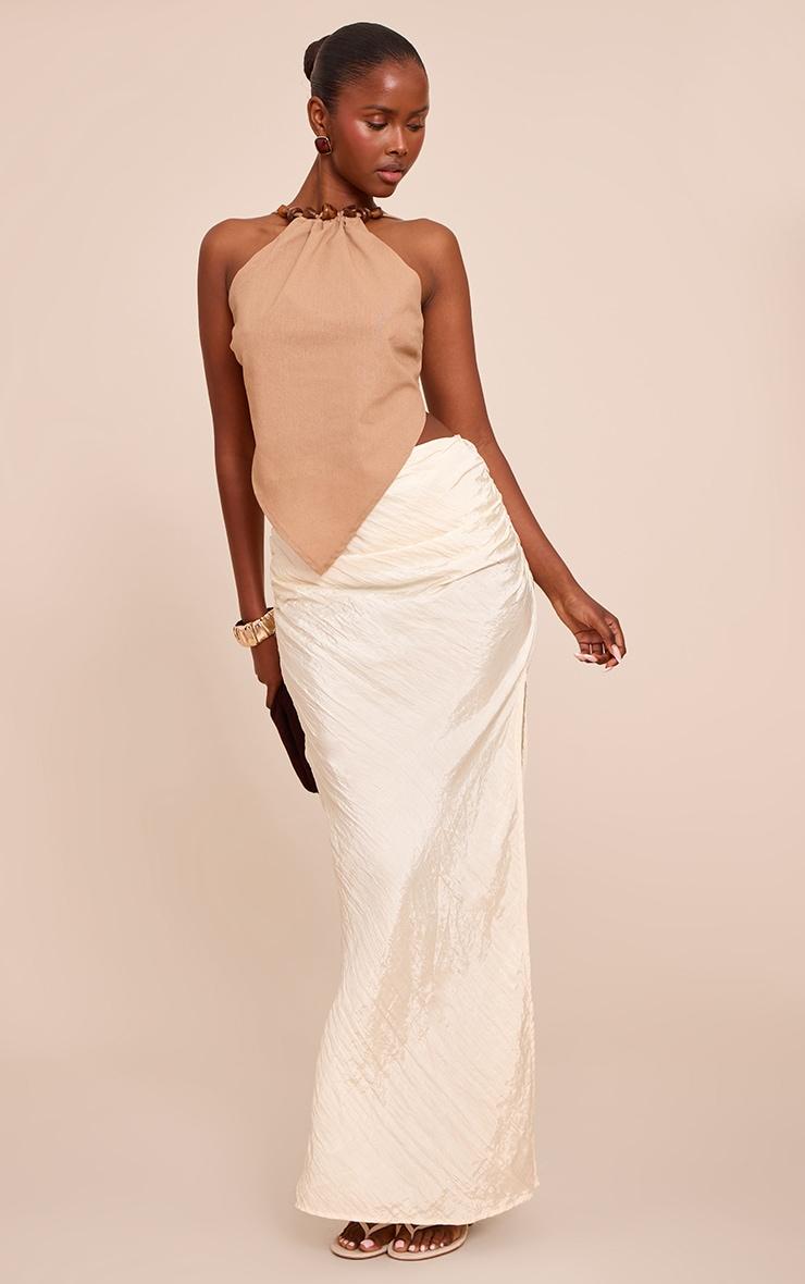 Cream Textured Woven Maxi Skirt Product Image