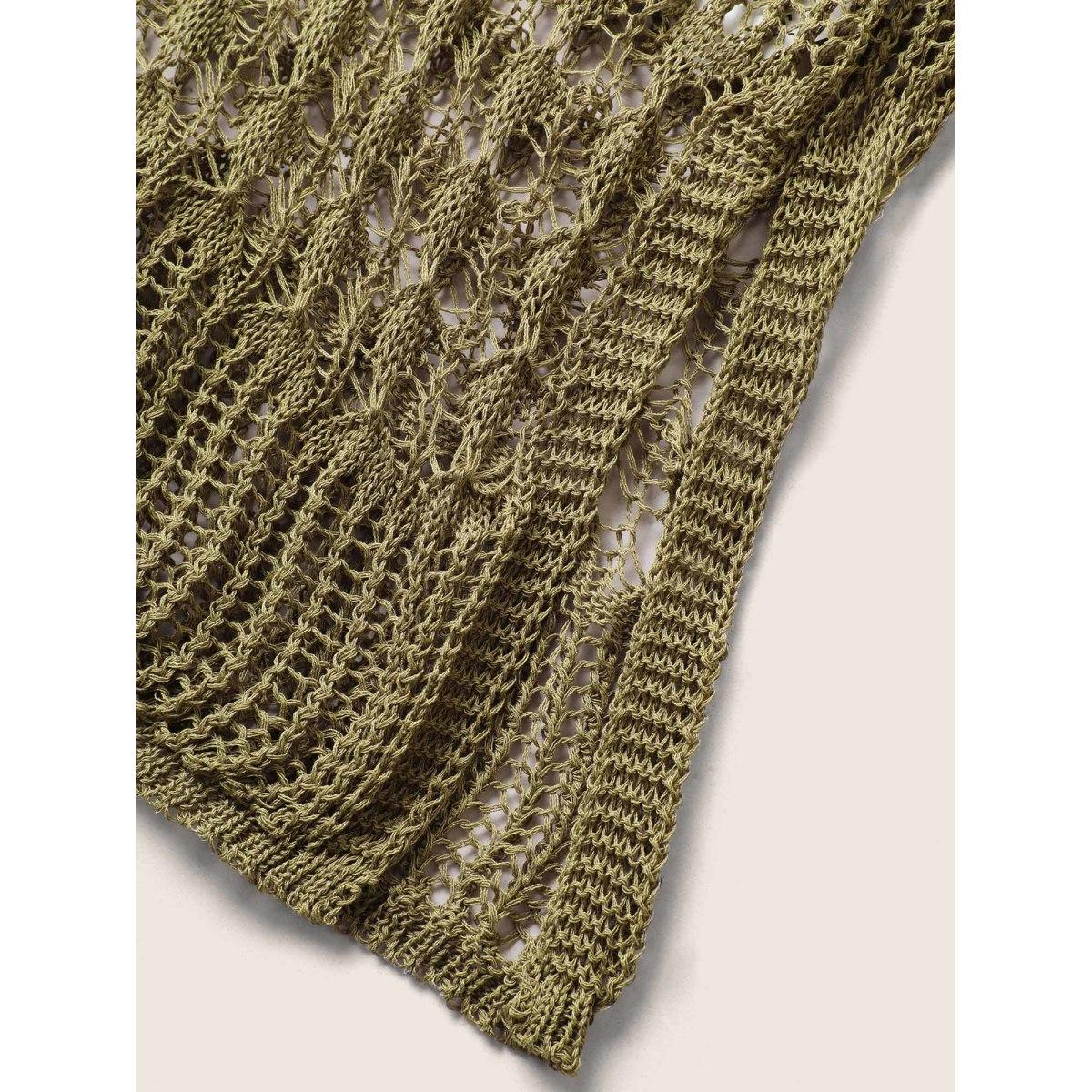 Plus Size Solid Cut Out See Through Lace Up Swim Cover Up Women's Swimwear Olive Beach Tie knot Curve Swim Cover Ups BloomChic 18-20/2X Product Image