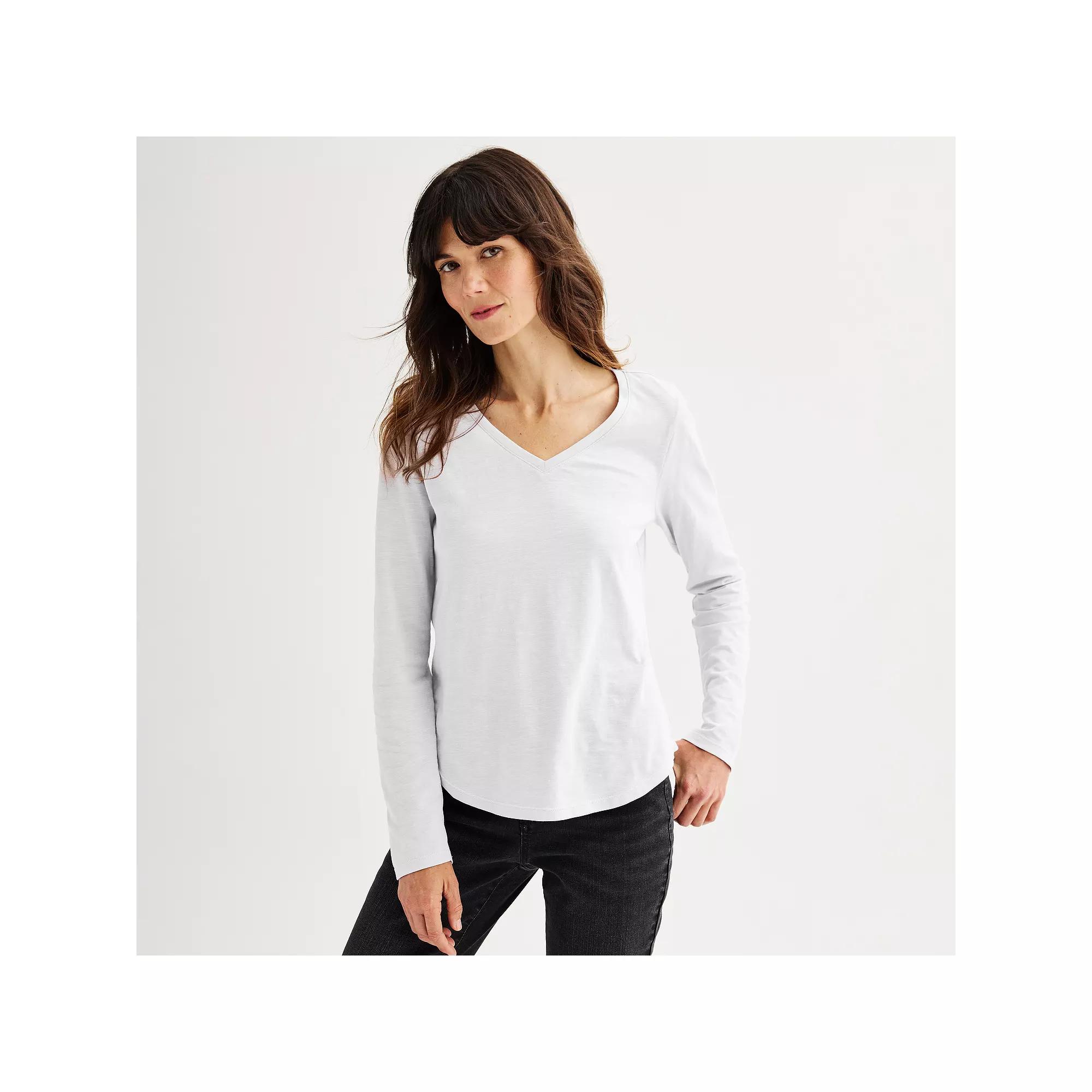Women's Sonoma Goods For Life® Everyday Long Sleeve V-Neck T-Shirt,  Product Image
