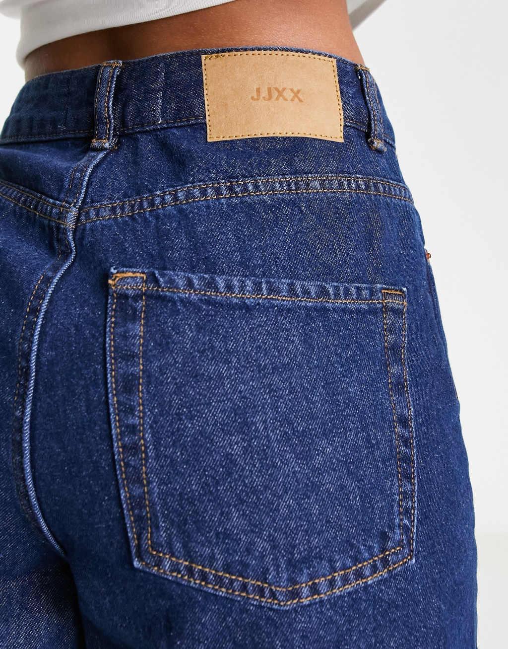 JJXX Tokyo high waisted wide leg jeans in dark blue Product Image