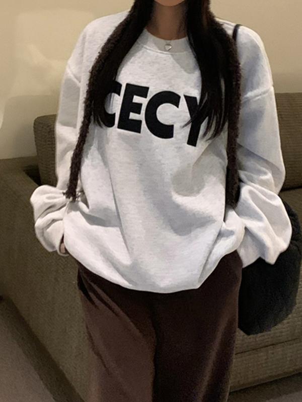 Letter Print Oversized Sweatshirt Product Image