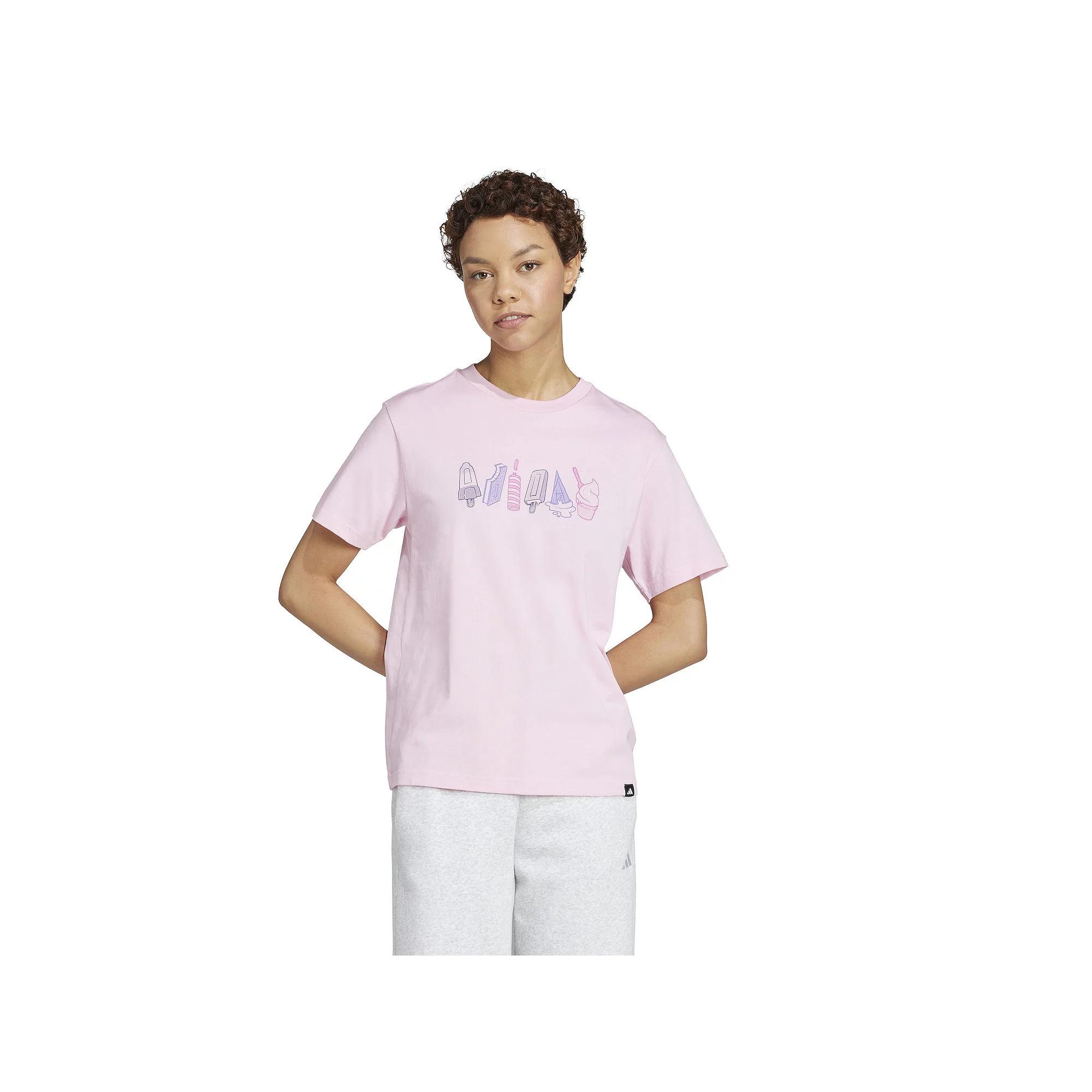 adidas Lounge Food Graphic Tee True Pink XL Womens Product Image