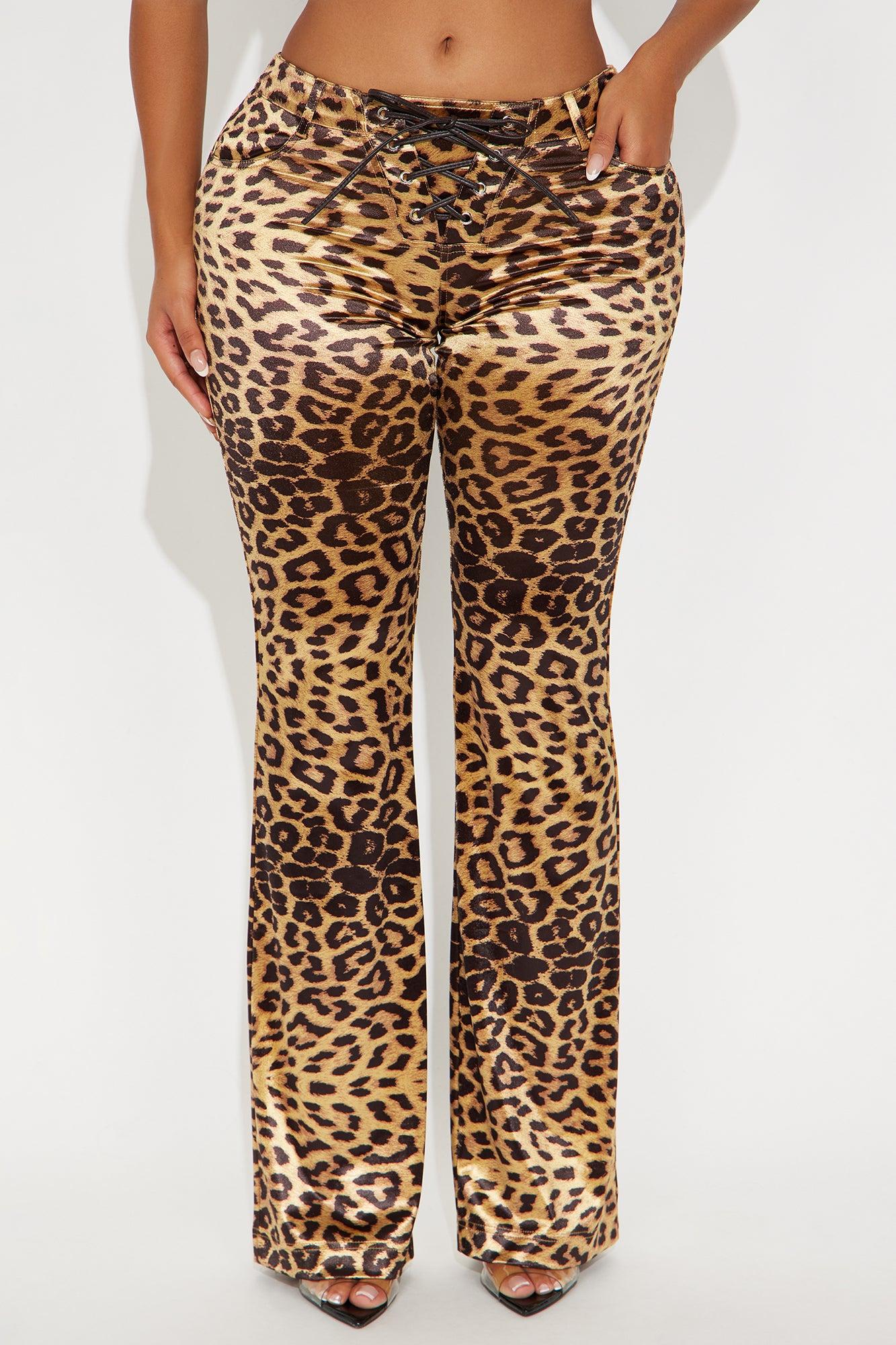 In Your Dreams Satin Leopard Flare Pant - Leopard Female Product Image
