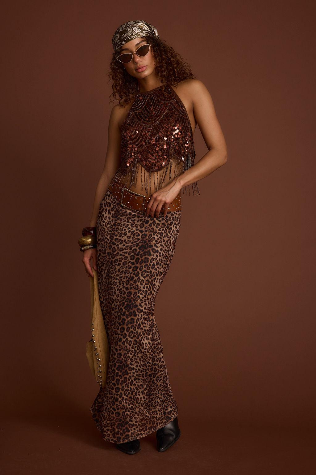 Julia Leopard Print Maxi Skirt Product Image