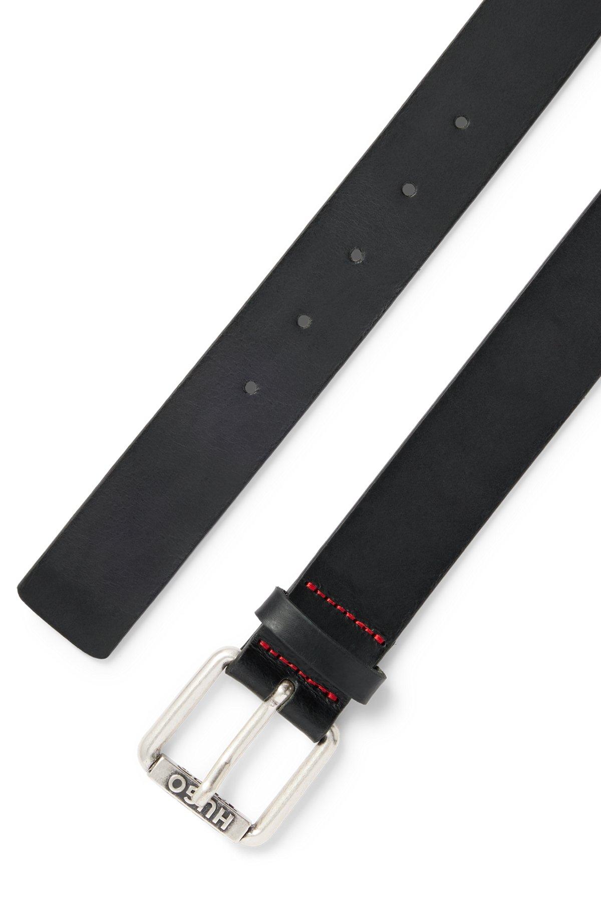 Italian-leather belt with logo roller buckle Product Image