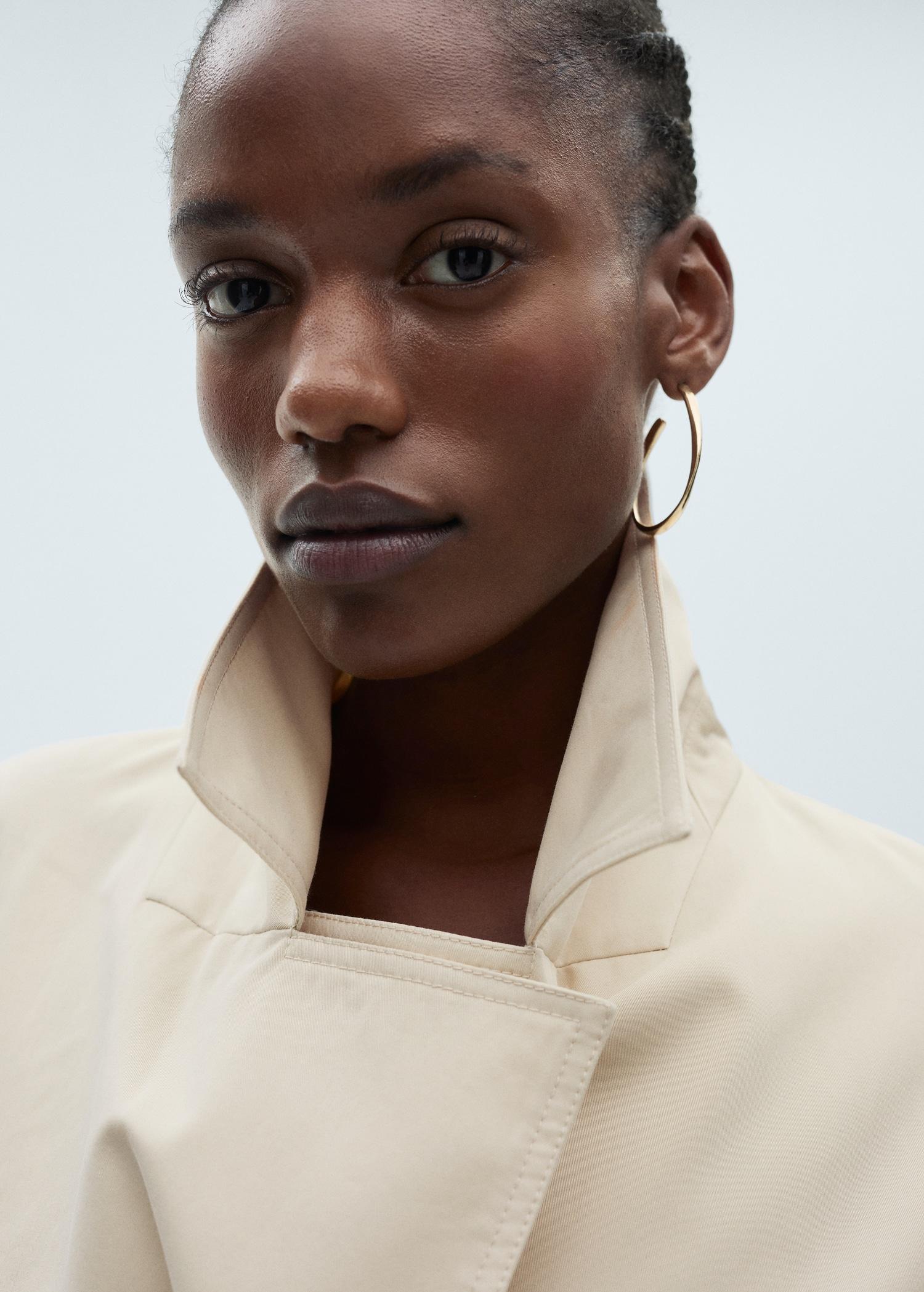 Long oversized double-breasted trench coat - Women | MANGO USA Product Image