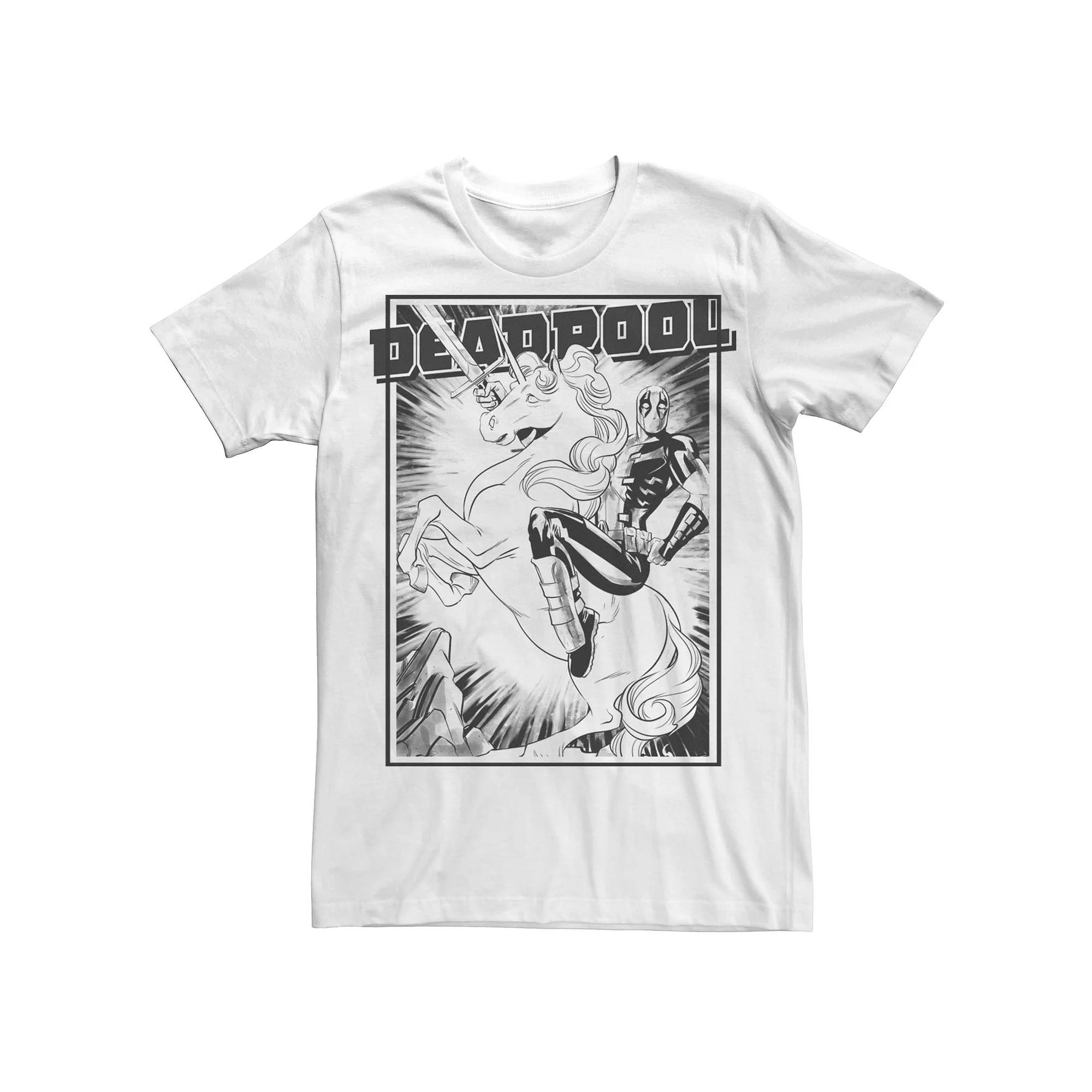 Men's Marvel Deadpool Unicorn Ride Poster Tee, Size: 3XL, White Product Image