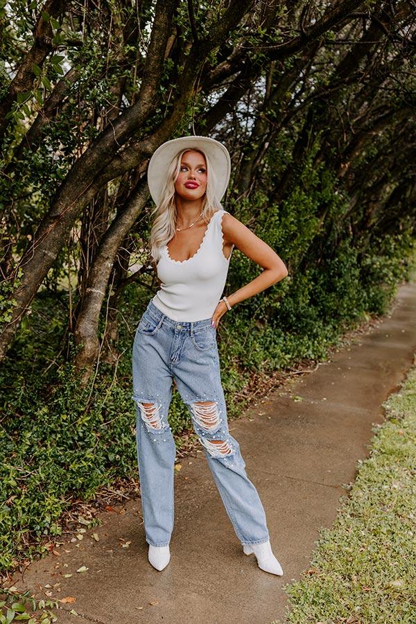 The Quinton High Waist Embellished Straight Leg Jean Product Image