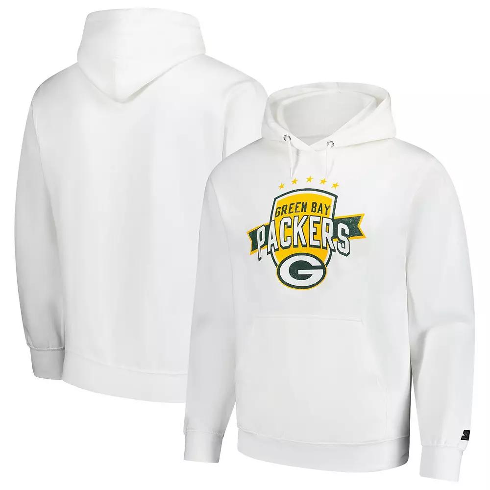 Men's Starter White Green Bay Packers Vintage Pullover Hoodie, Size: XXL Product Image