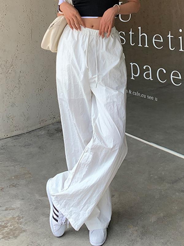 Drawstring Loose Cargo Wide Leg Pants Product Image