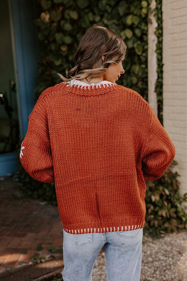 Chai Latte Please Knit Cardigan in Rust Product Image