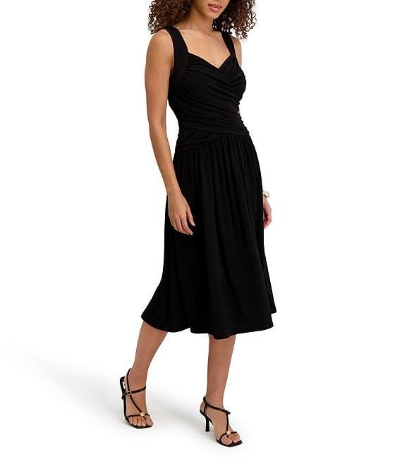 Kensie Jersey Knit Sweetheart Wide Strap Midi Dress Product Image