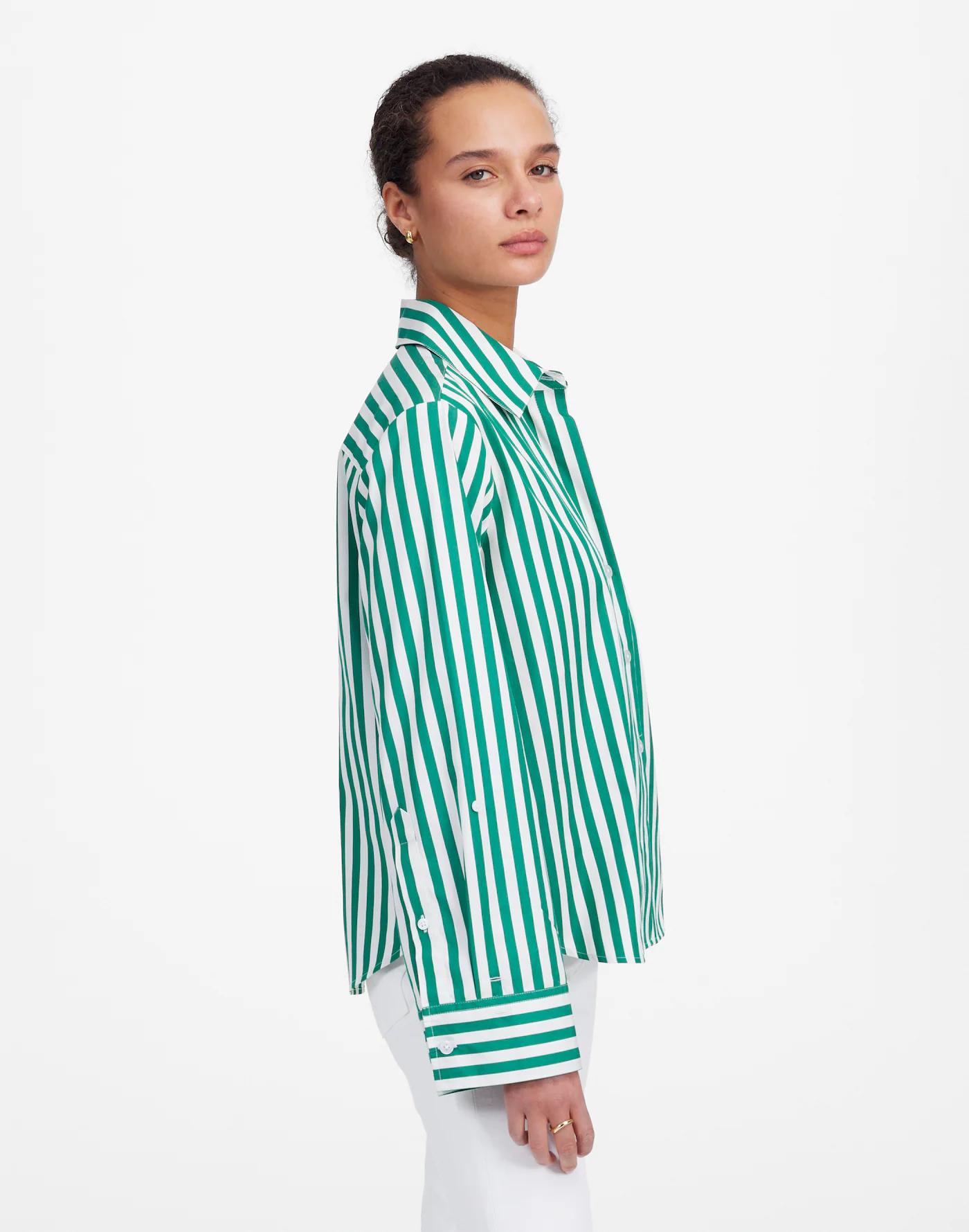 Poplin Easy Y-Neck Button-Up Shirt Product Image