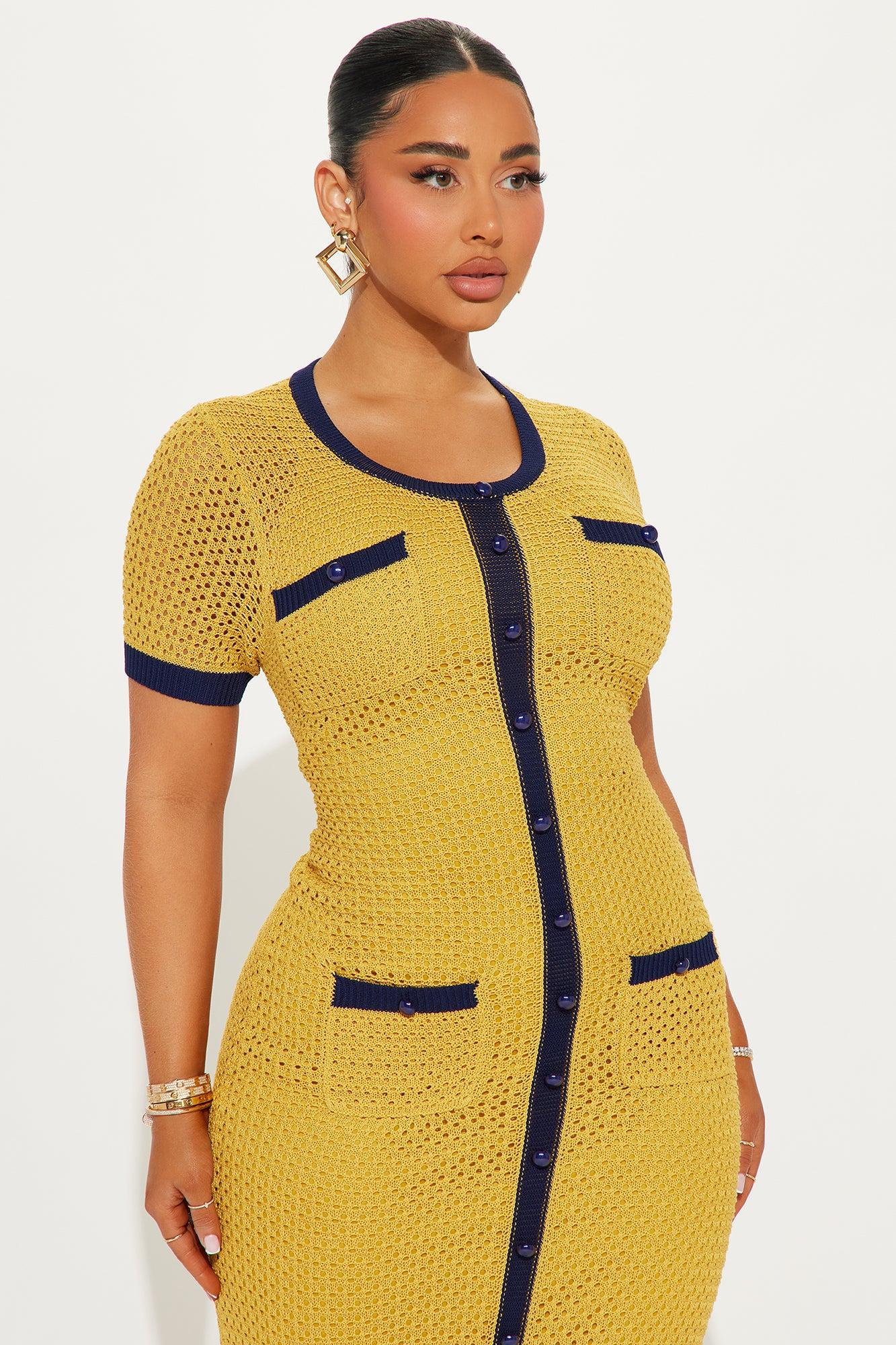Elena Crochet Maxi Dress - Mustard/combo Product Image