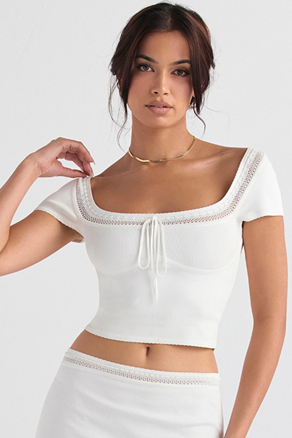 Nola  ivory dainty knit top Product Image