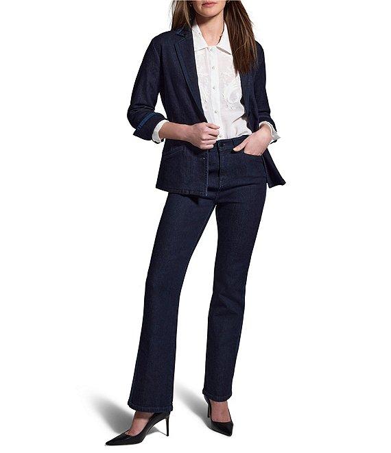 NIC + ZOE Embroidered Point Collar Long Sleeve Button Front Shirt Product Image