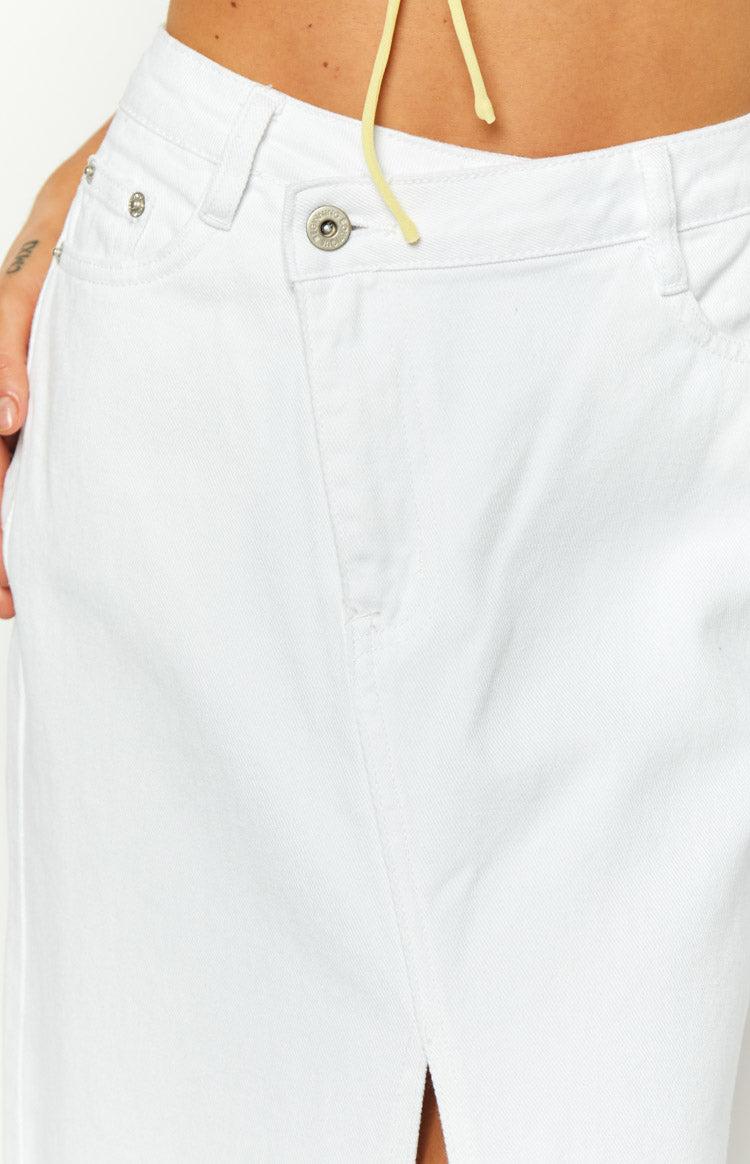 Shaylan White Denim Maxi Skirt Product Image