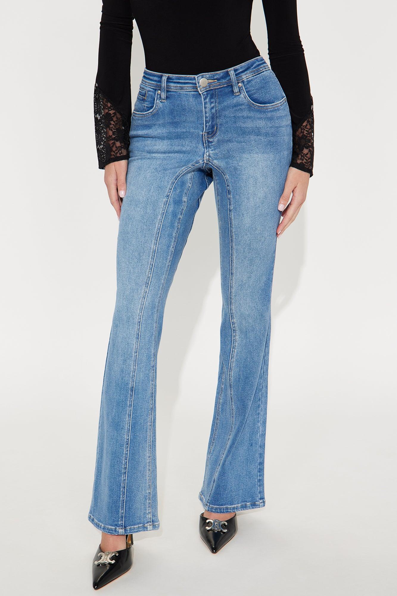 Giving Off Vibes Stretch Flare Jeans - Medium Wash Product Image