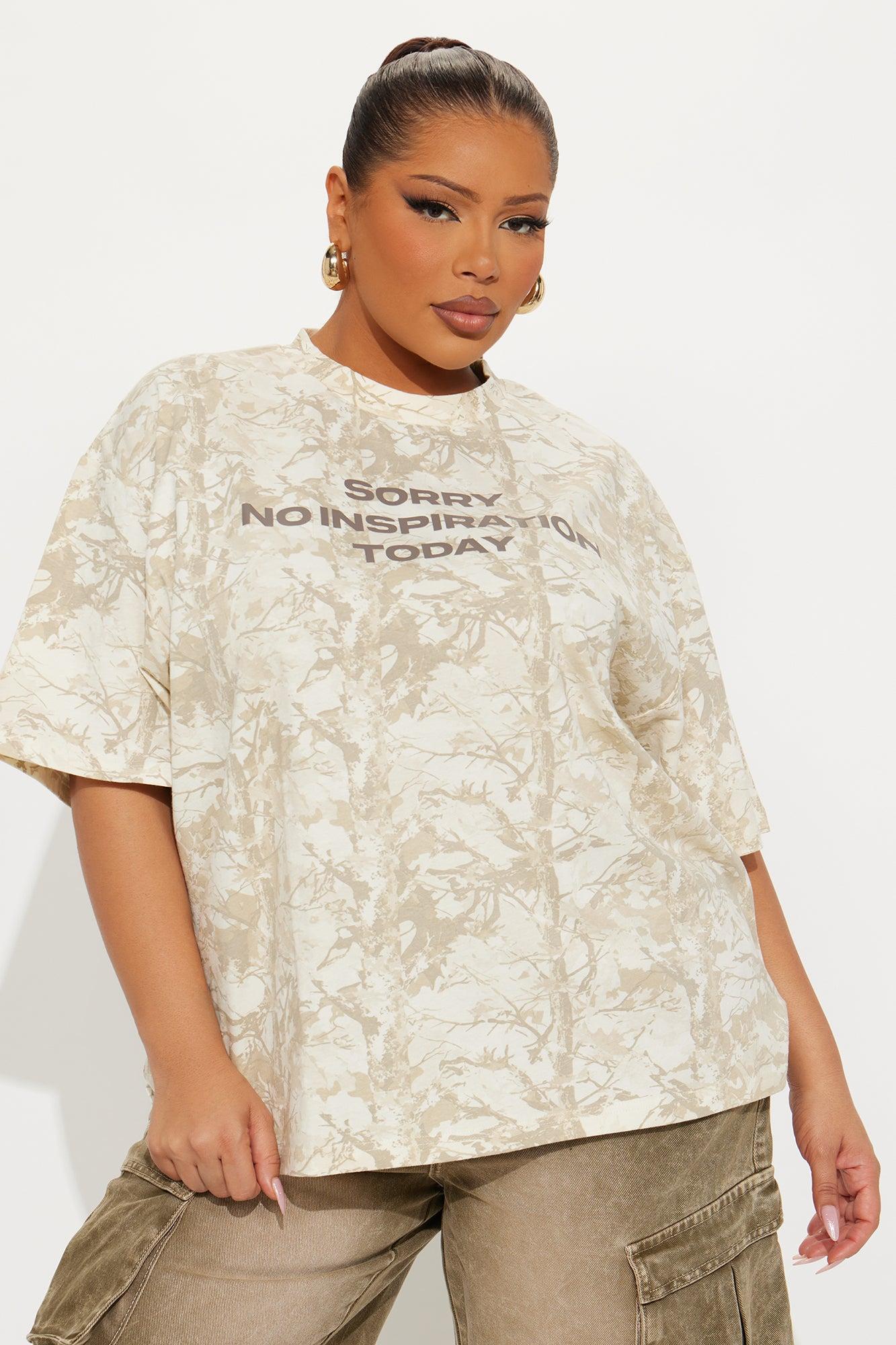 Sorry No Inspo Camo Oversized Tee - Camouflage Female Product Image
