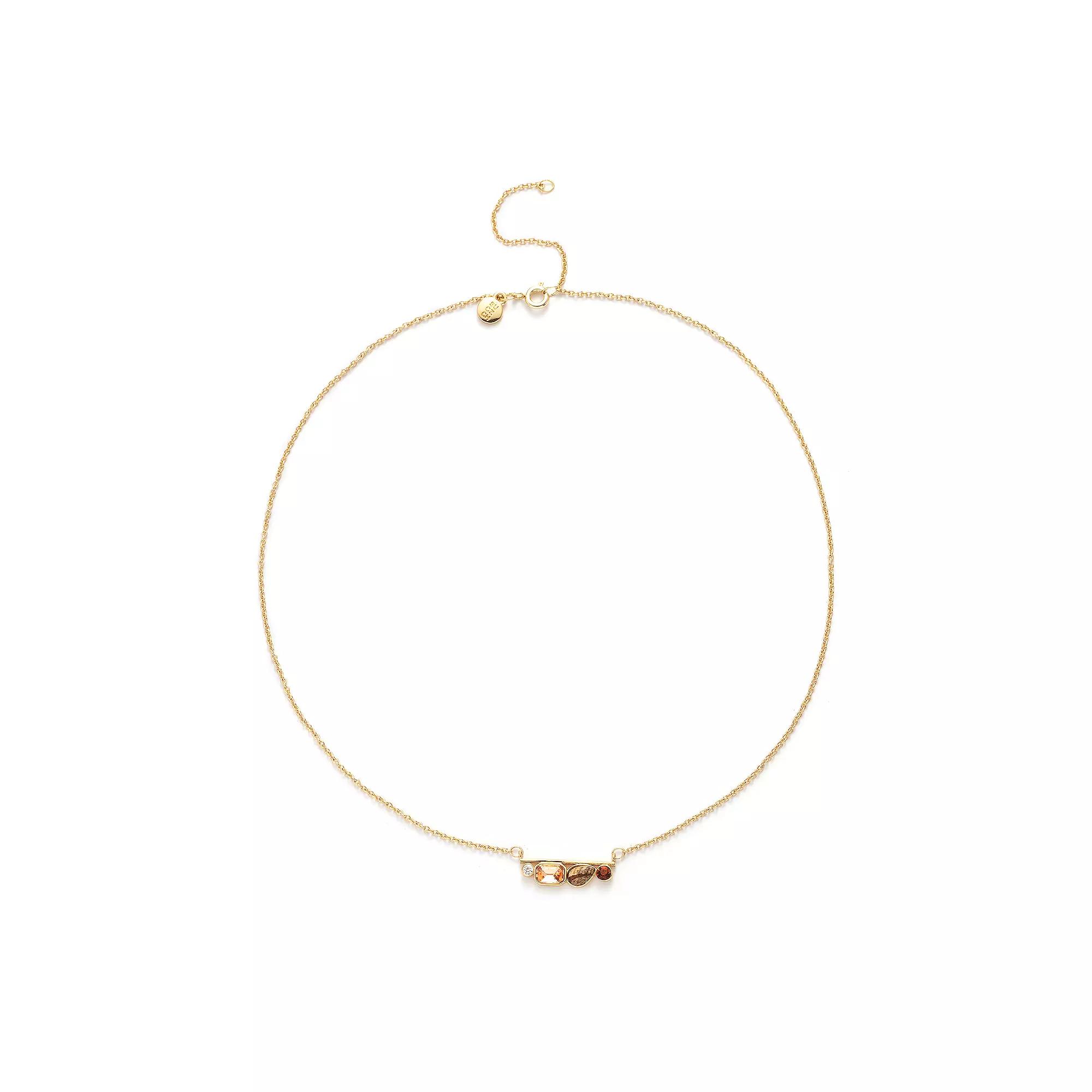 Power of Color Earth Tone Jasper & Cubic Zirconia Cluster Necklace, Womens Gold Tone Brown Product Image