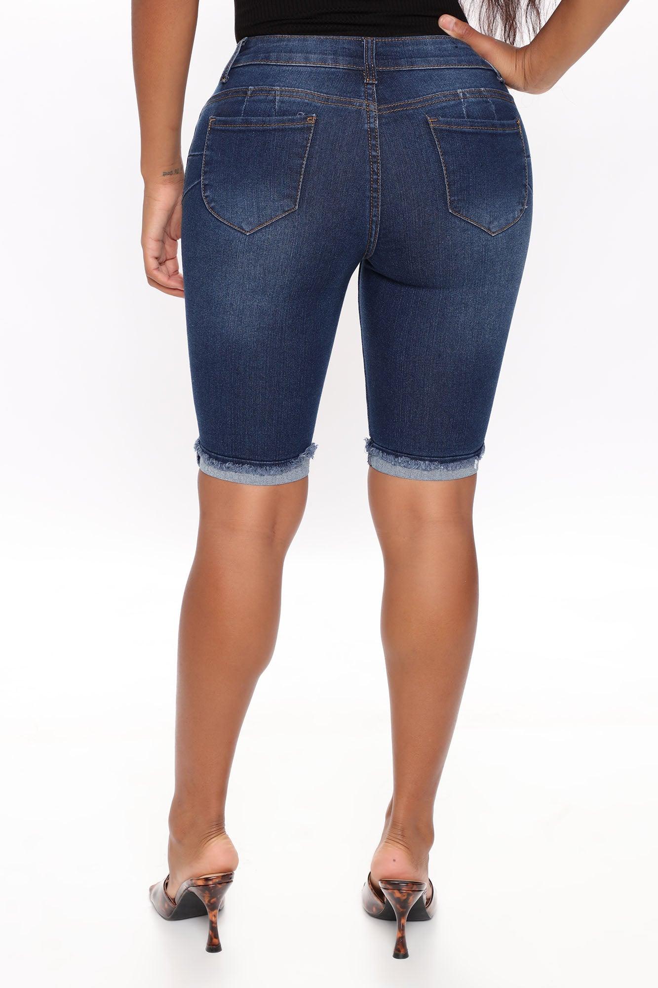 Hold Me Closer Booty Lifting Denim Bermudas - Dark Wash Product Image