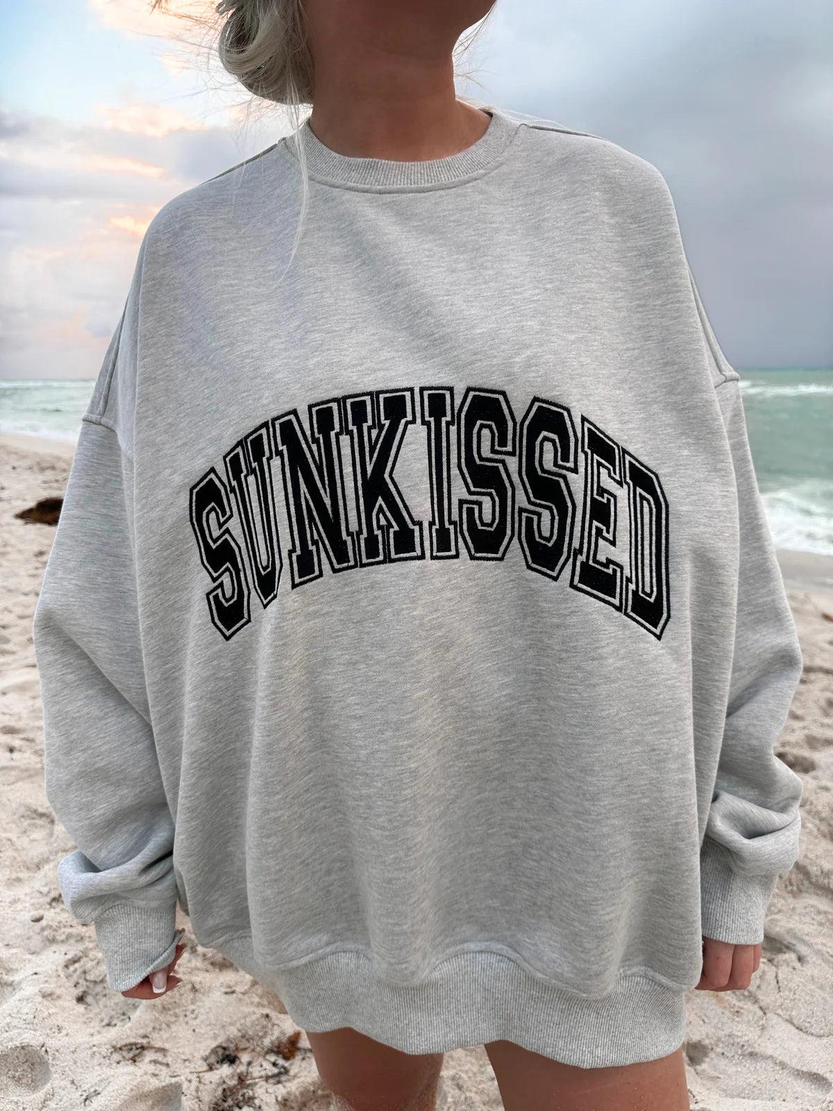 Sunkissed Collegiate Embroider Oversized Crewneck Sweatshirt Product Image