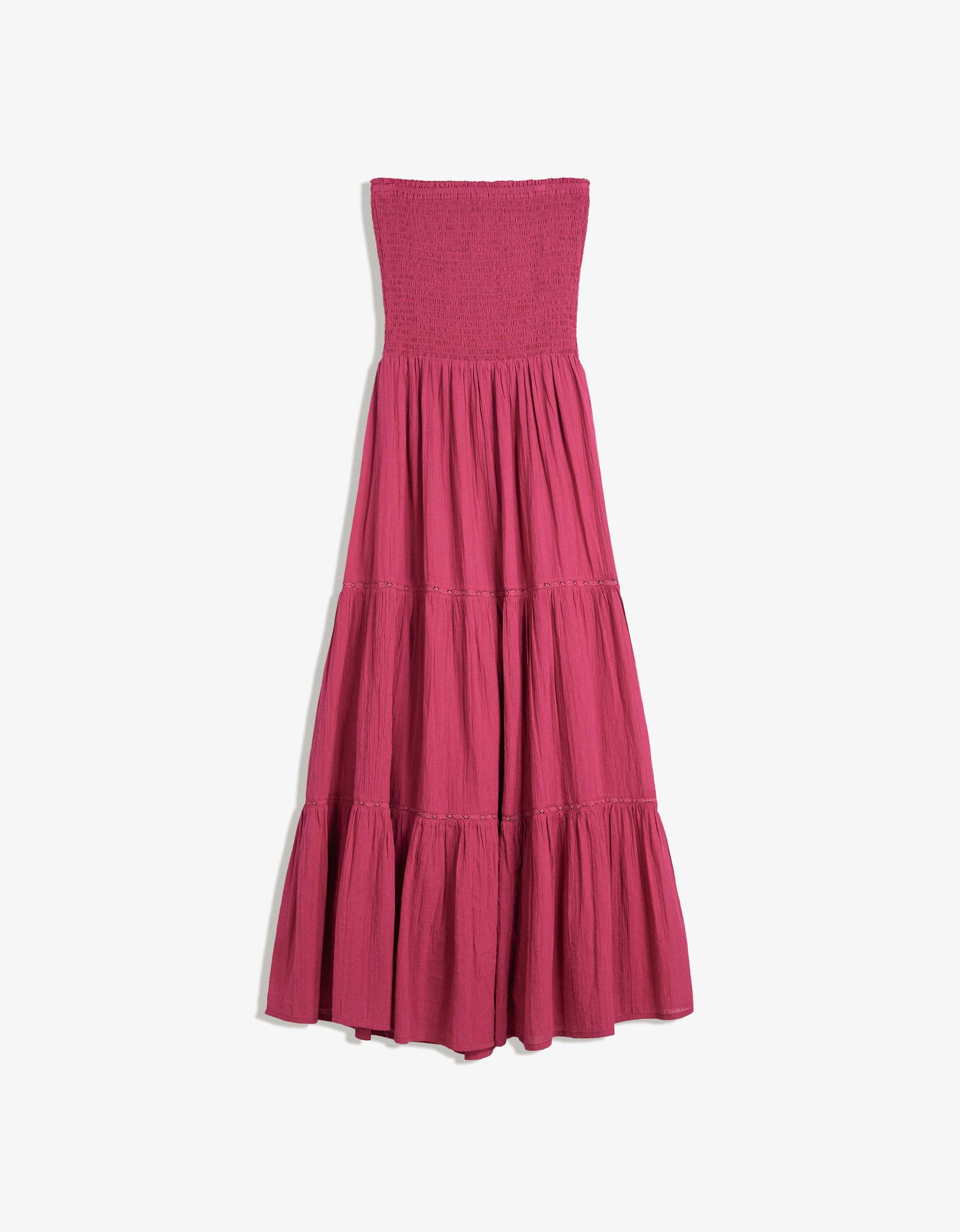 Flared bandeau neckline midi dress Product Image