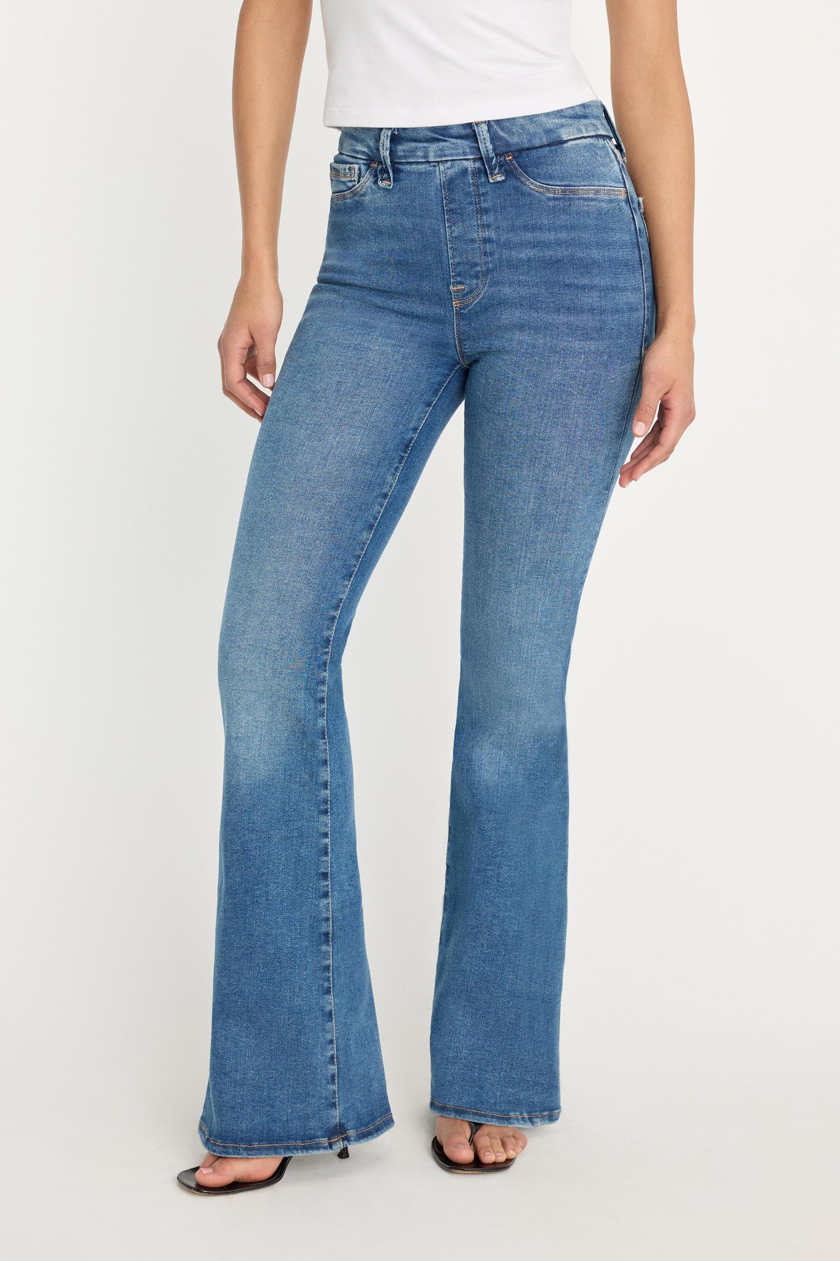 POWER STRETCH PULL-ON FLARE JEANS | INDIGO490 Product Image