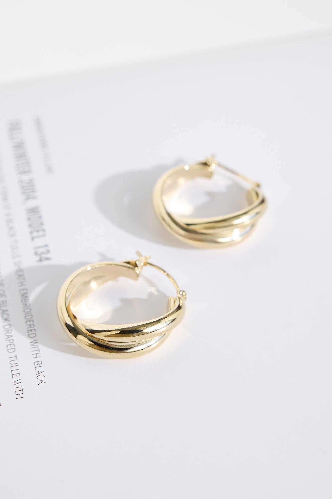 18k Gold Plated Subtle Luxe Hoop Earrings Gold Product Image