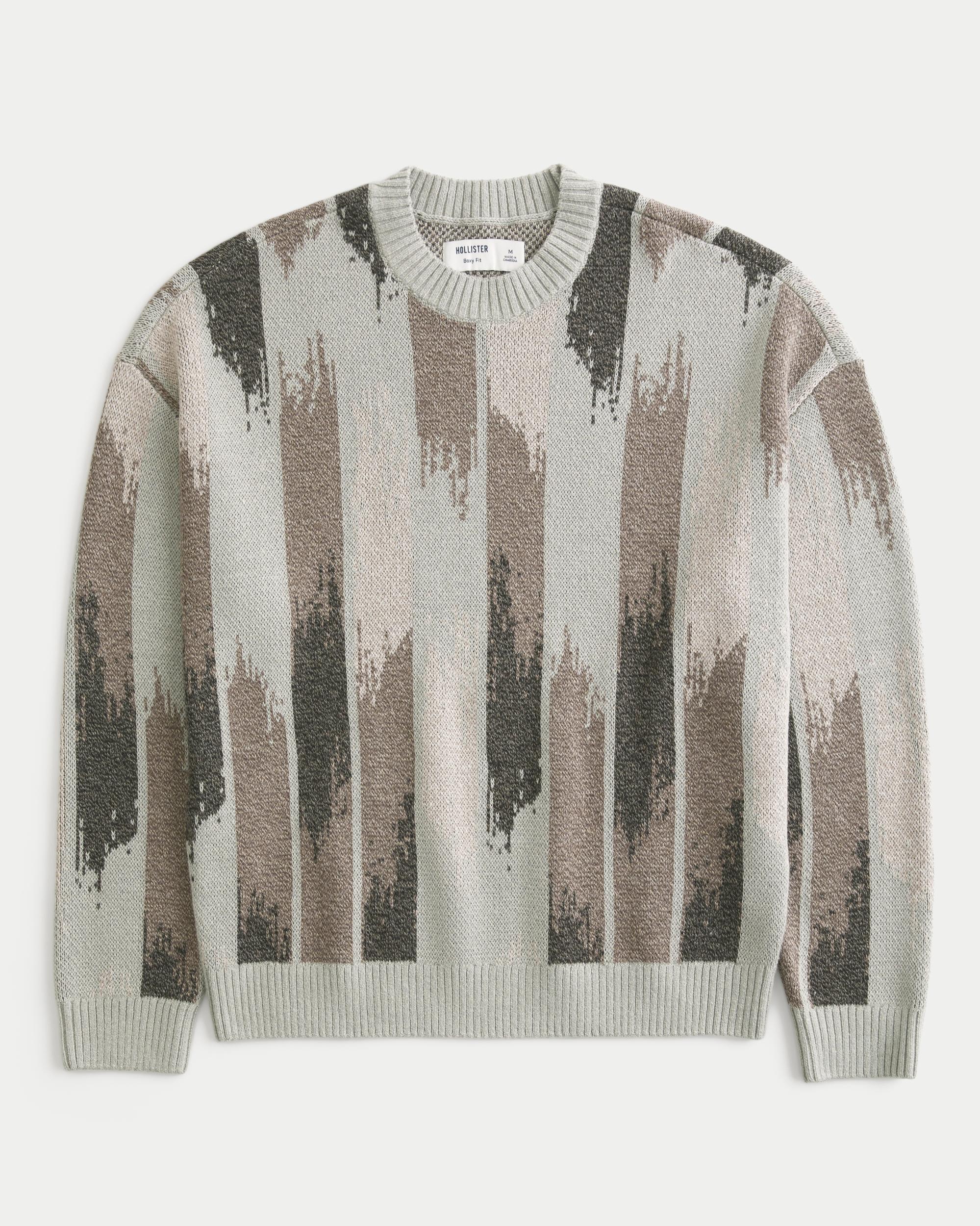 Boxy Cable-Knit Crew Sweater Product Image