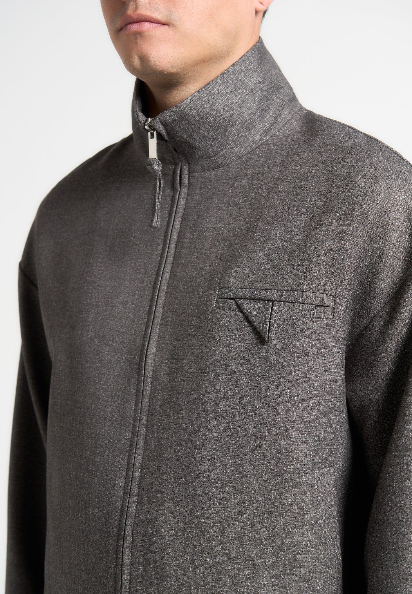 Tailored Funnel Neck Jacket - Grey Male Product Image