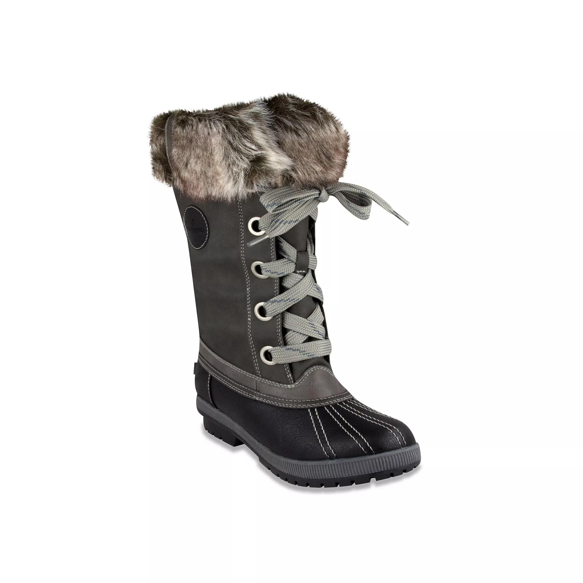 London Fog Melton 2 Women's Winter Duck Boots, Size: 9 Medium, Black Gray Product Image