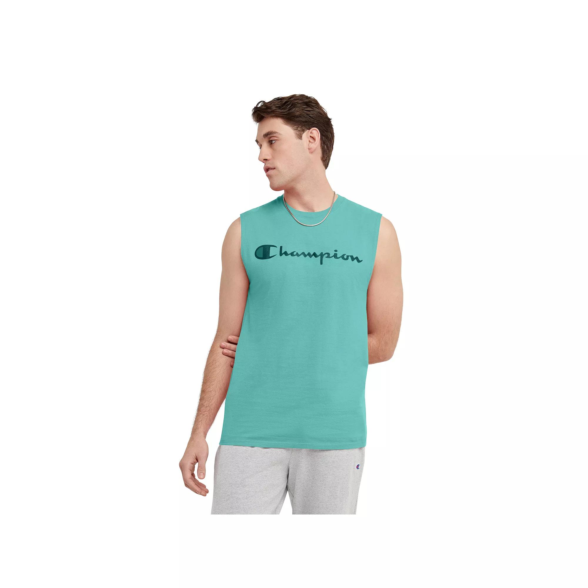 Men's Champion® Logo Graphic Muscle Tee, Size: Small, Blue Crush Product Image