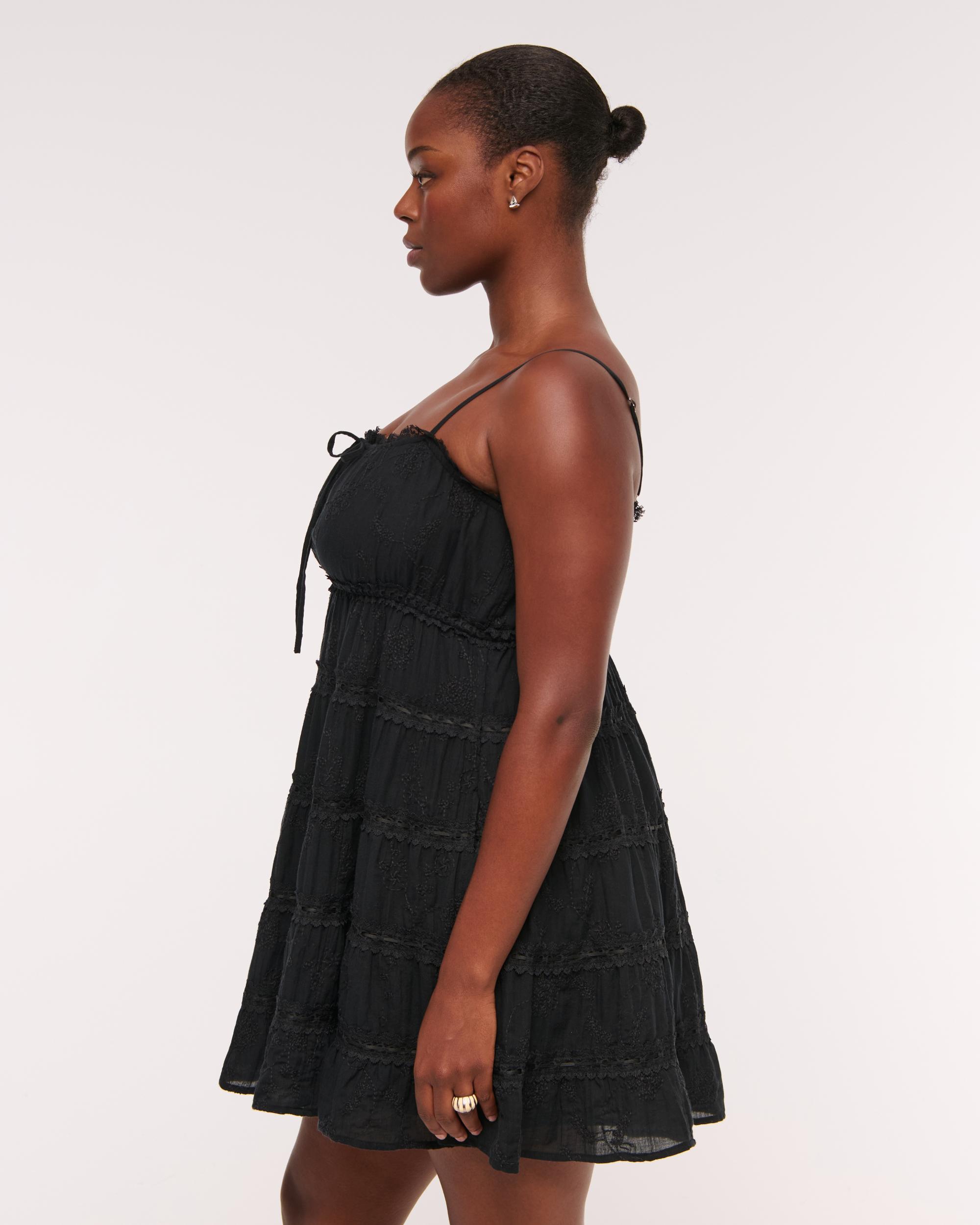 Lace Tie-Front Mini Dress Product Image