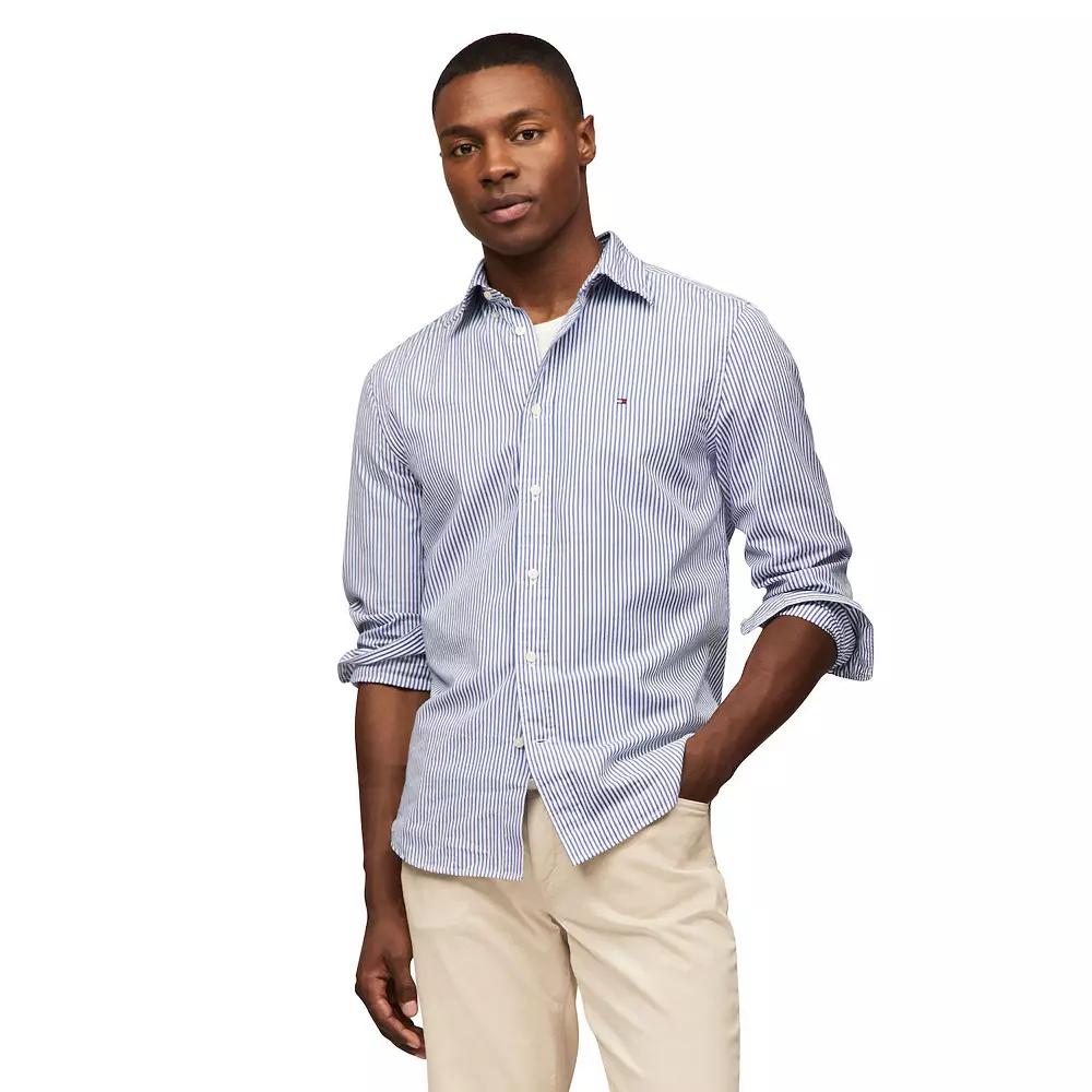 Men's Tommy Hilfiger Flex Poplin Stripe Long Sleeve Shirt,  Product Image